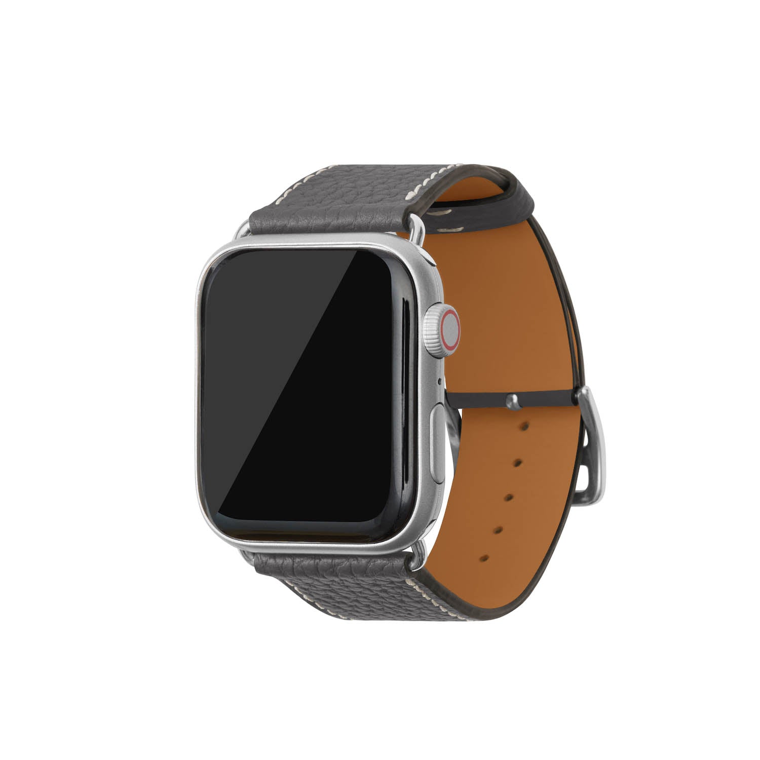 Apple Watch 가죽 밴드【42 mm/44 mm/45 mm/49 mm, M/L 사이즈】 (어댑터：실버) 볼차콜 그레이