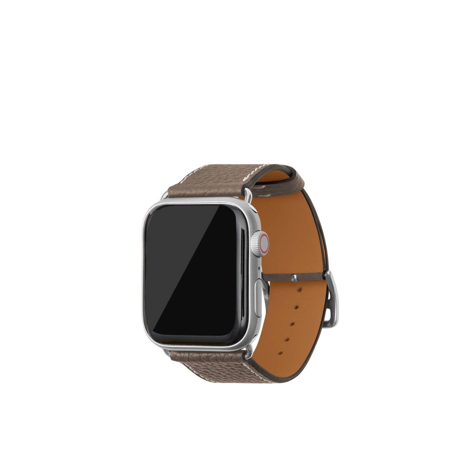シュリンク Apple Watch レザーバンド【44mm/45mm/46mm/49mm, M/Lサイズ】 (アダプター：シルバー)