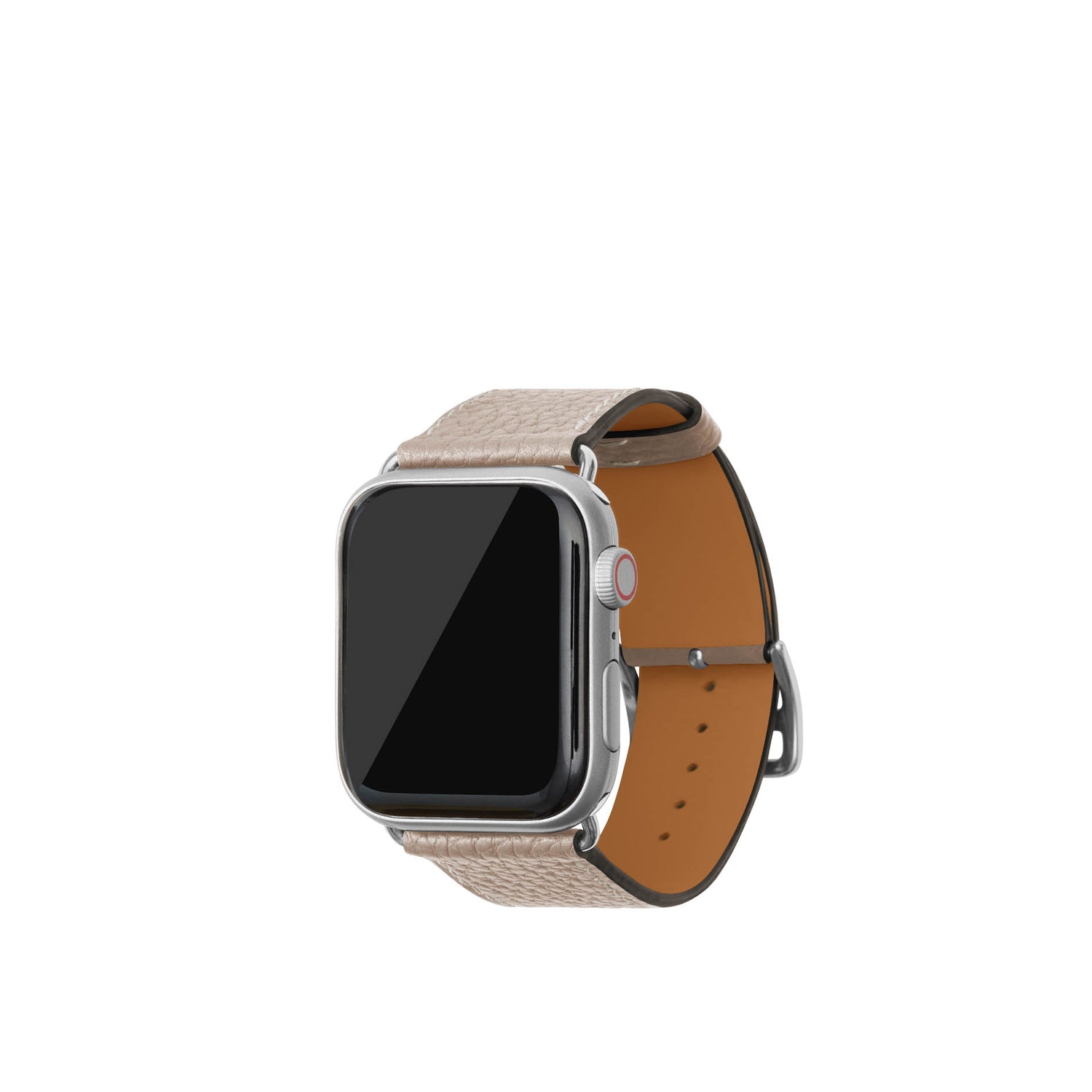 シュリンク Apple Watch レザーバンド【44mm/45mm/46mm/49mm, M/Lサイズ】 (アダプター：シルバー)