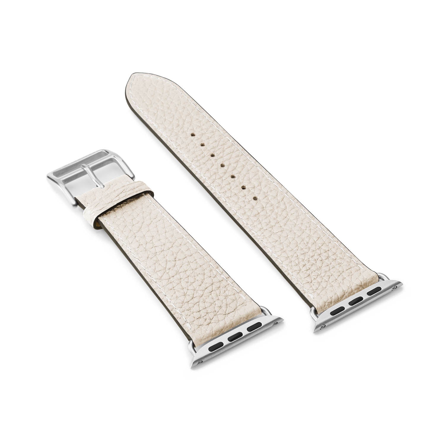 Apple Watch Leather Band [42mm/44mm/45mm/49mm, M/L Sizes] (Adapter: Silver)