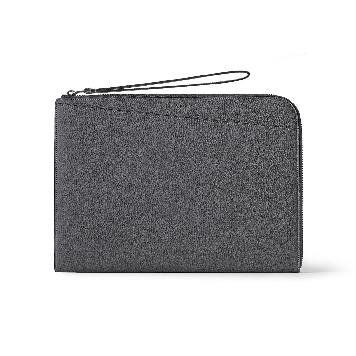 Fabio clutch bag in shrunk leather and charcoal grey