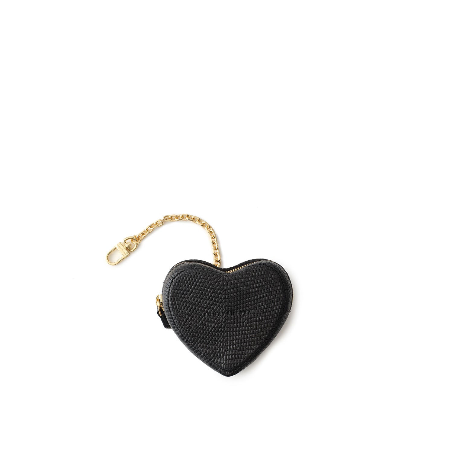 ハート ミニポーチ チェーン付き (リザードエンボスレザー)