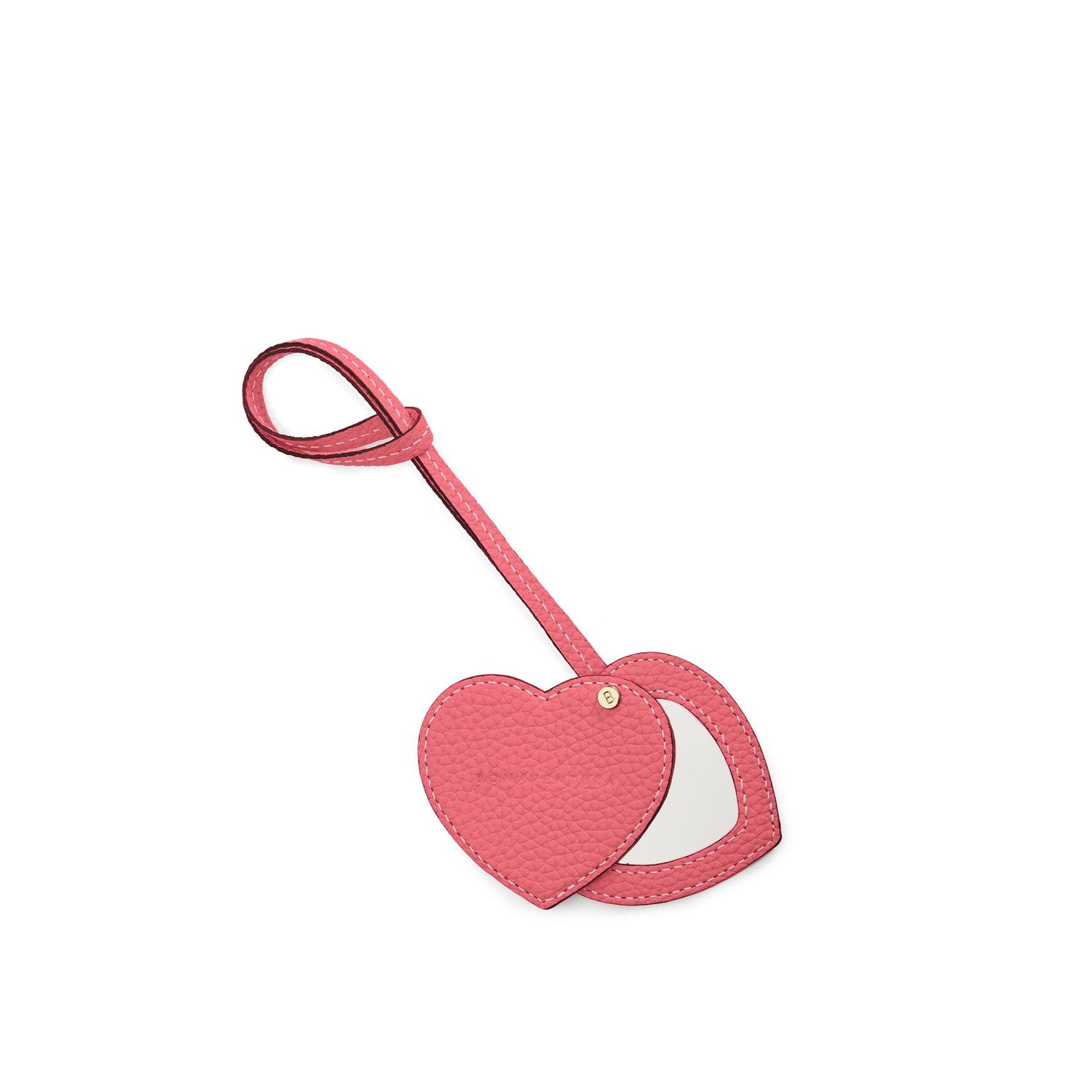 ボナベンチュラ　ハート　ミラー　コーラルピンク Heart Compact Mirror Shrink Leather – BONAVENTURA (ボナベンチュラ)