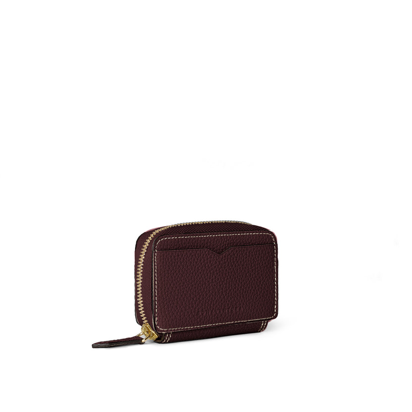 Round Zip Smart Key Case Shrink Leather