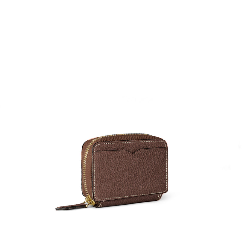 Round Zip Smart Key Case Shrink Leather