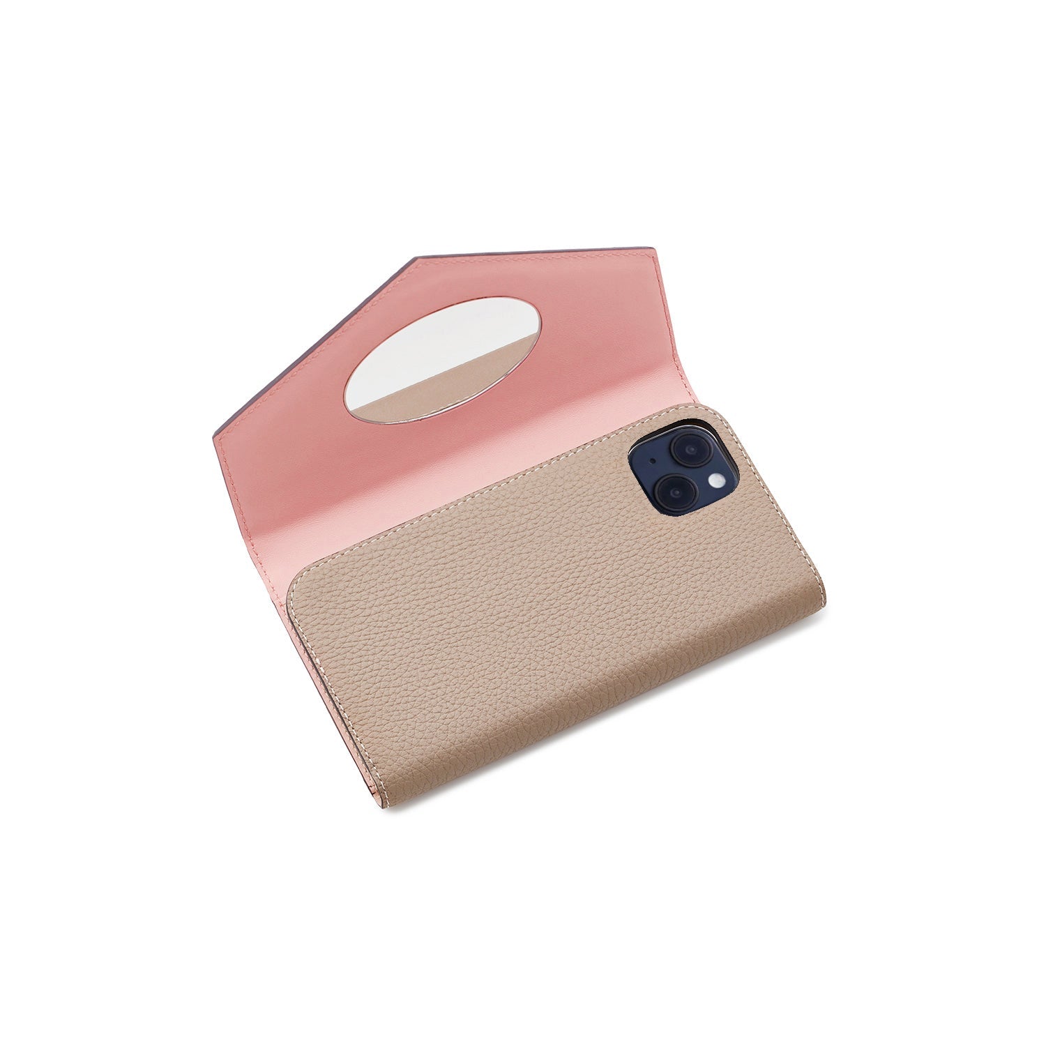 iPhone 14 Plus) ミラーケース 肩掛け ストラップ付き