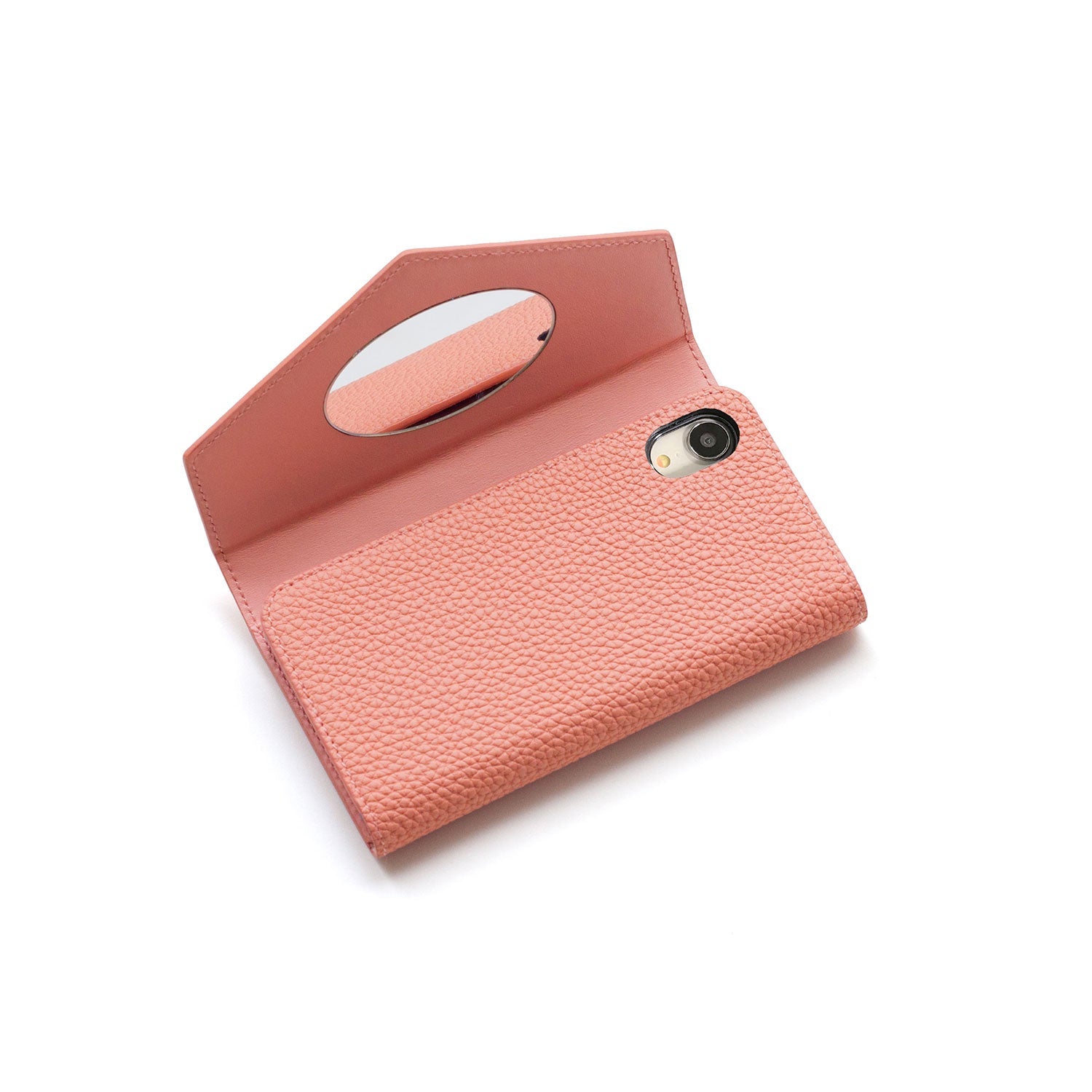 ミラーケース 肩掛け ストラップ付き シュリンクレザー