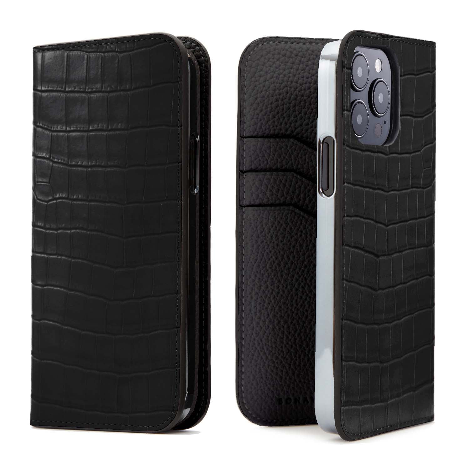 [Ginza store exclusive] (iPhone 15 Pro) Diary case embossed crocodile leather