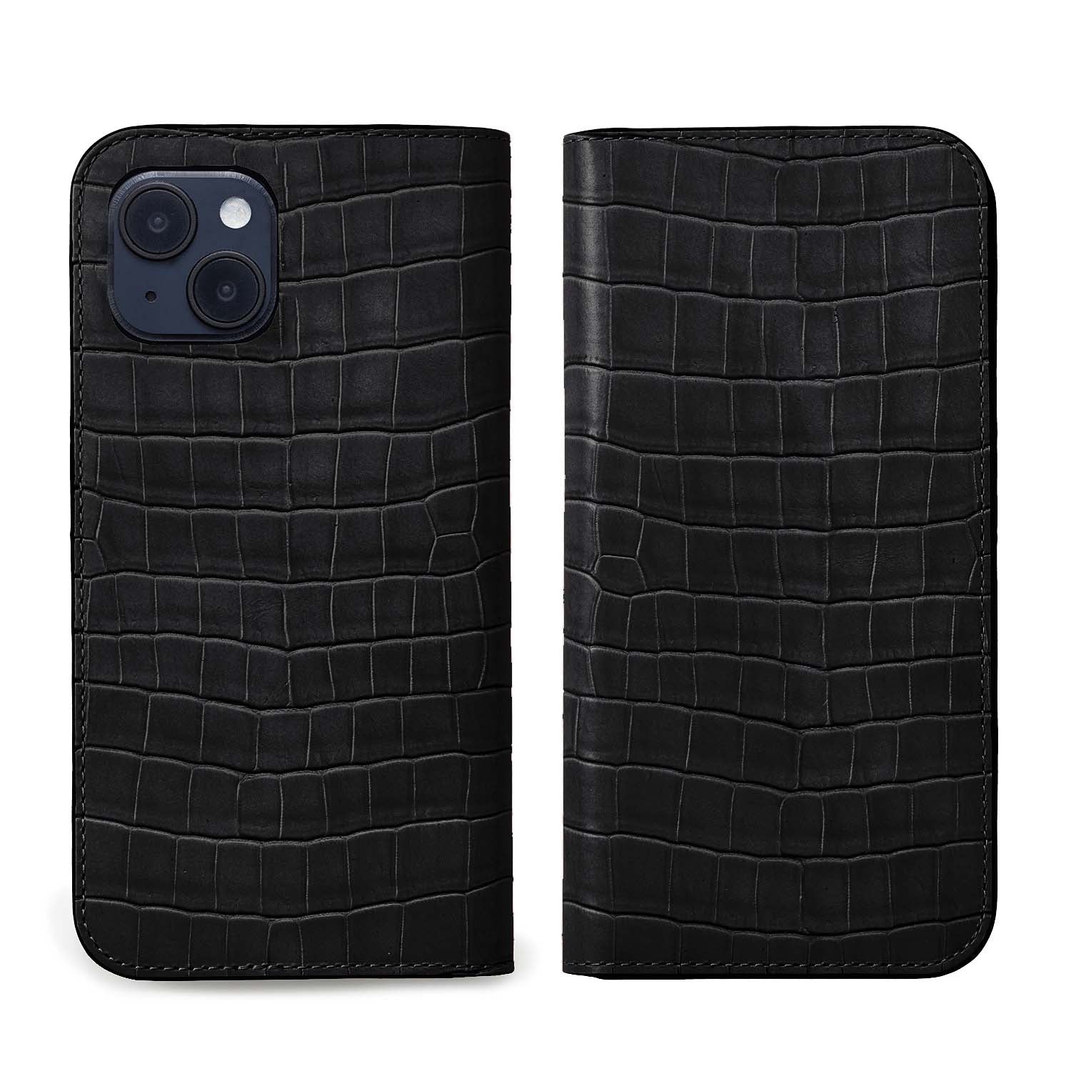 [Ginza store exclusive] (iPhone 15 Plus) Diary case embossed crocodile leather