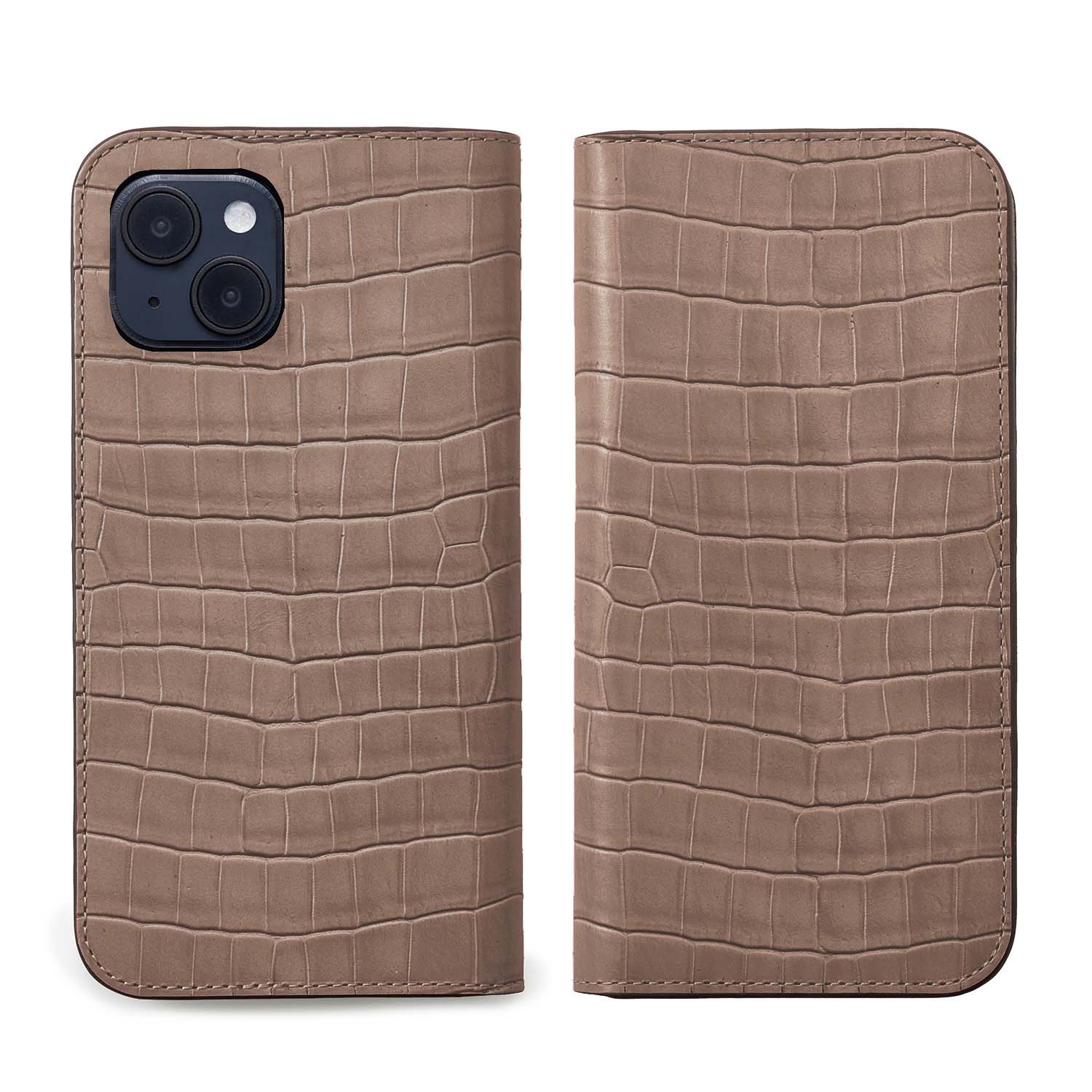 [Ginza store exclusive] (iPhone 15 Plus) Diary case embossed crocodile leather