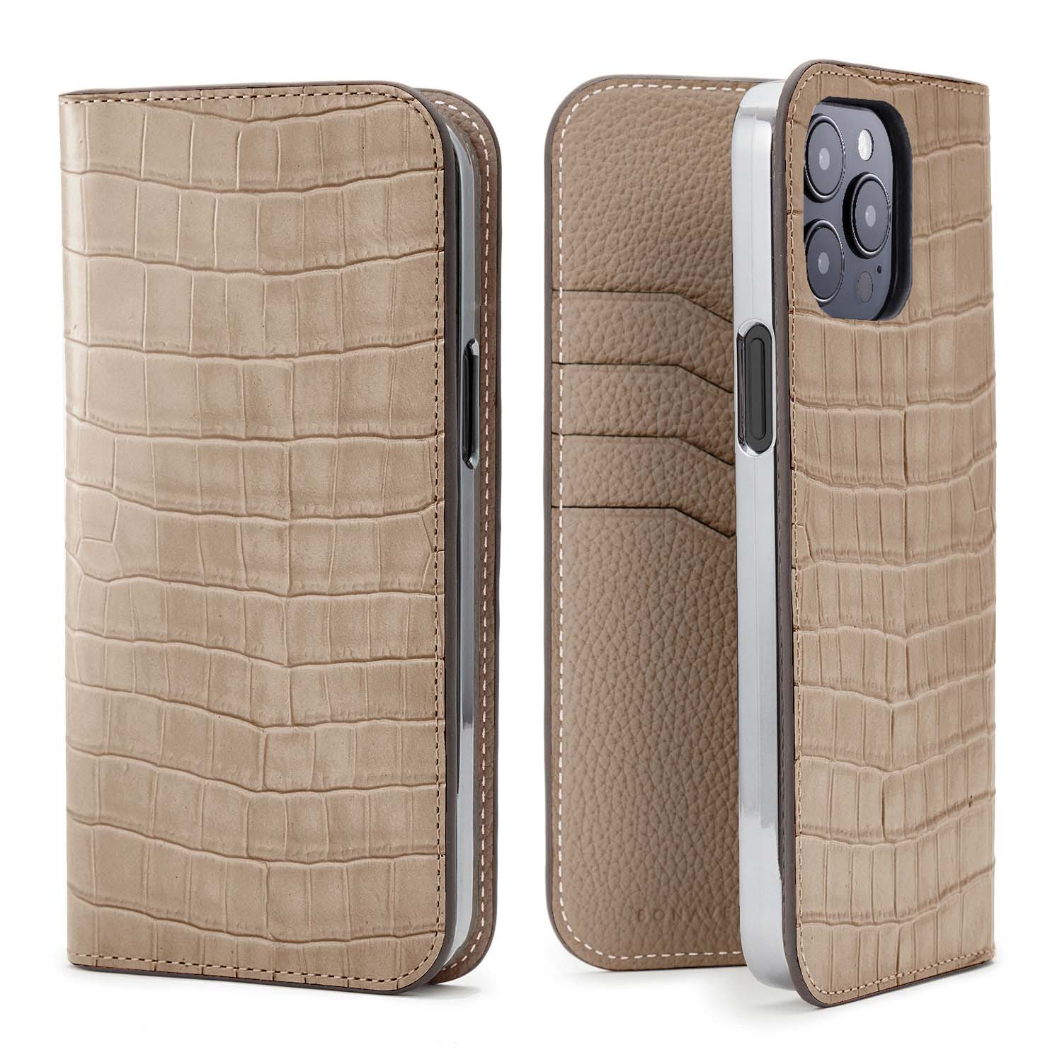 [Ginza store exclusive] (iPhone 15 Pro Max) Diary case embossed crocodile leather