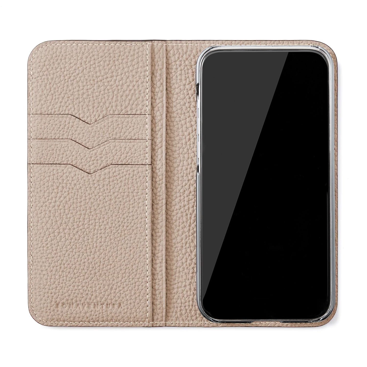BONAVENTURA iPhone13 ダイアリーケース　エンボスクロコ　黒 iPhone 15) ダイアリーケース エンボスクロコレザー