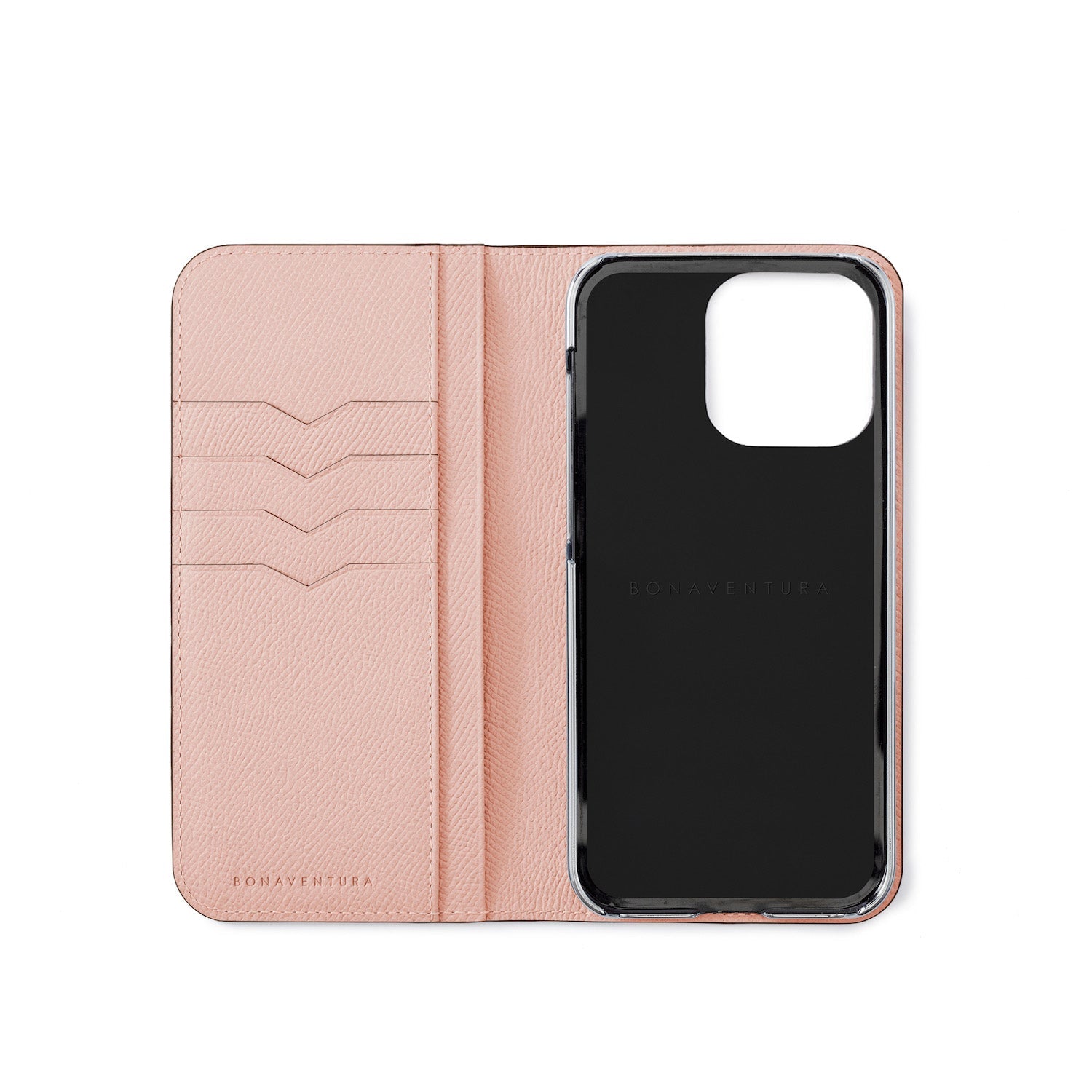 ボナベンチュラ　スマホケース　iPhone15 Pro Max iPhone 15 Pro Max) スタンドダイアリーケース シュリンクレザー