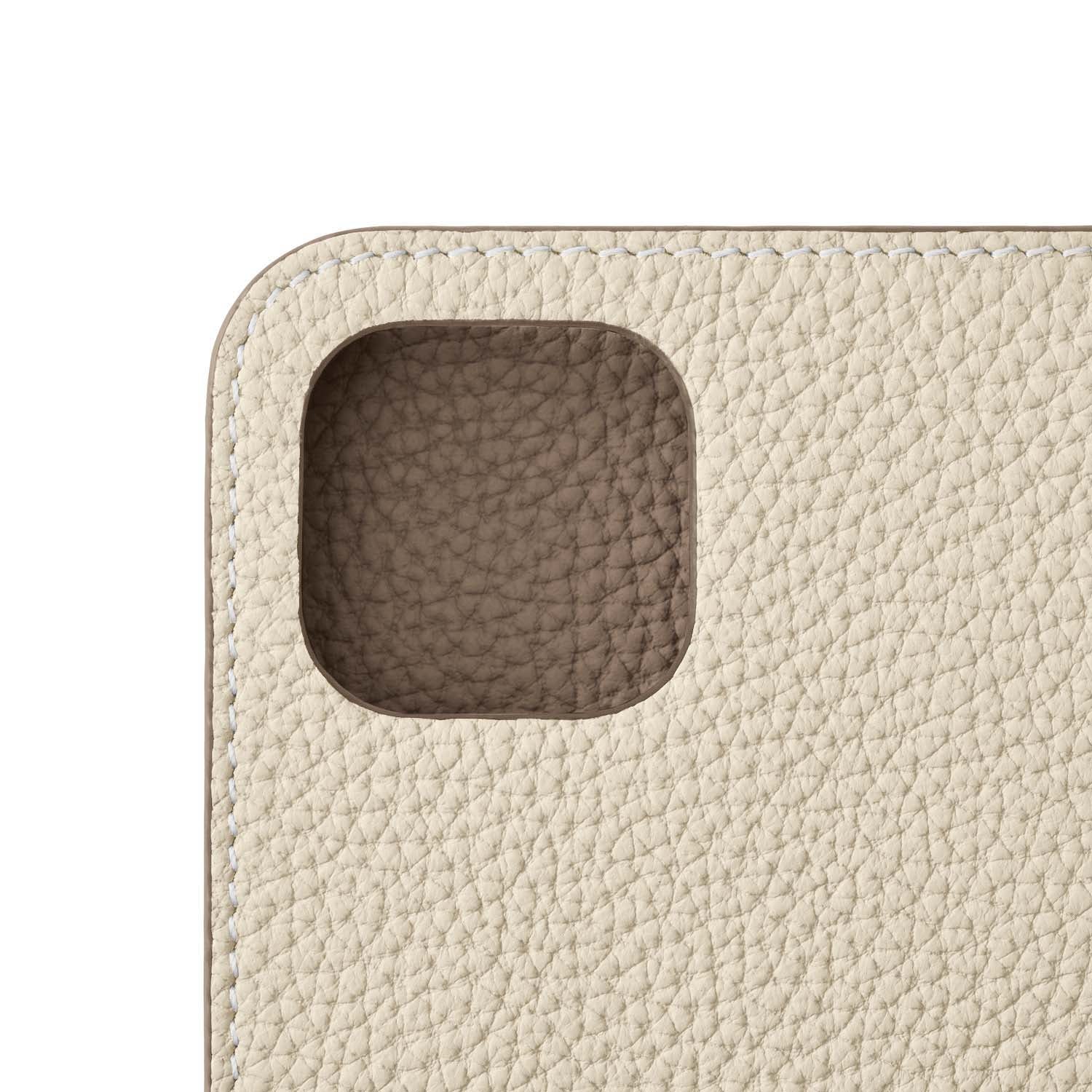 (iPhone 15) Diary case in shrink leather