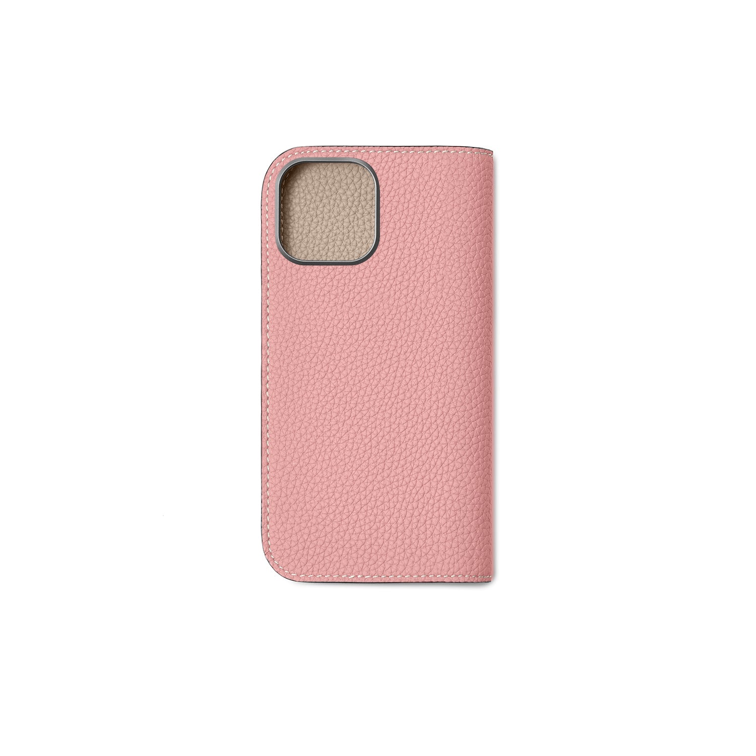 ボナベンチュラ　スマホケース本革iPhone17Proグレージュ・ピンク iPhone 17) ダイアリーケース シュリンクレザー – BONAVENTURA (ボナ