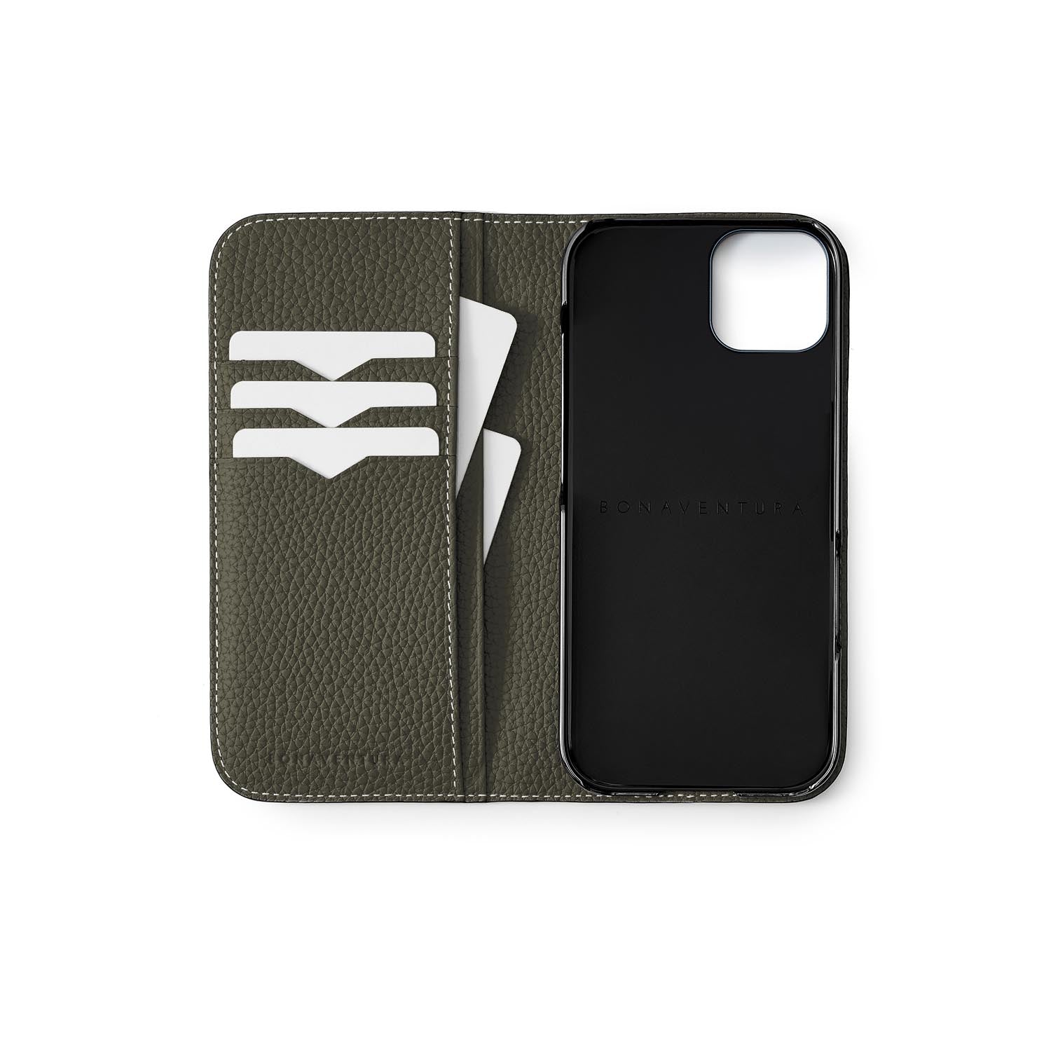 (iPhone 15) Diary Case Shrink Leather