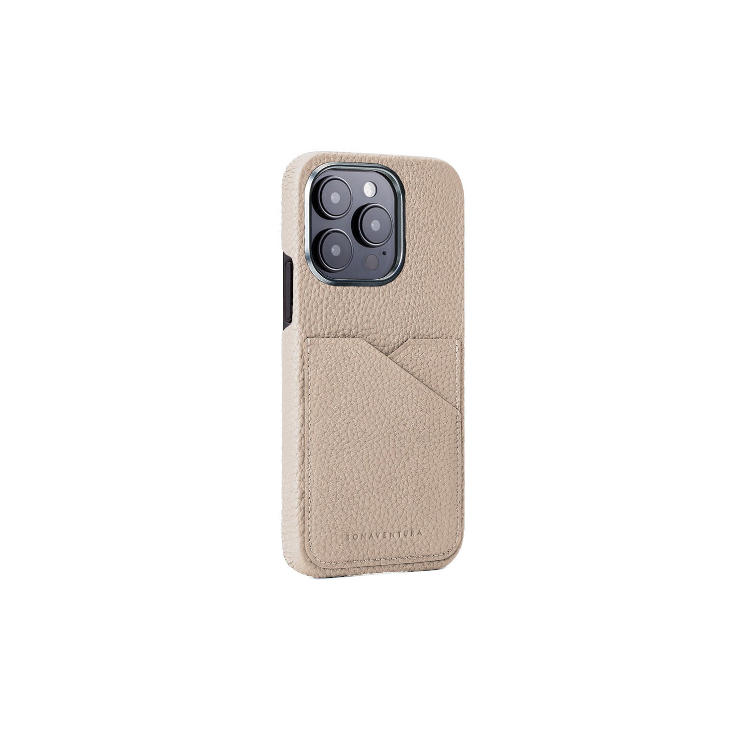 BONAVENTURA ベージュ レザー iPhone15Proケース iPhone 15 Pro Max) バックカバーケース シュリンクレザー