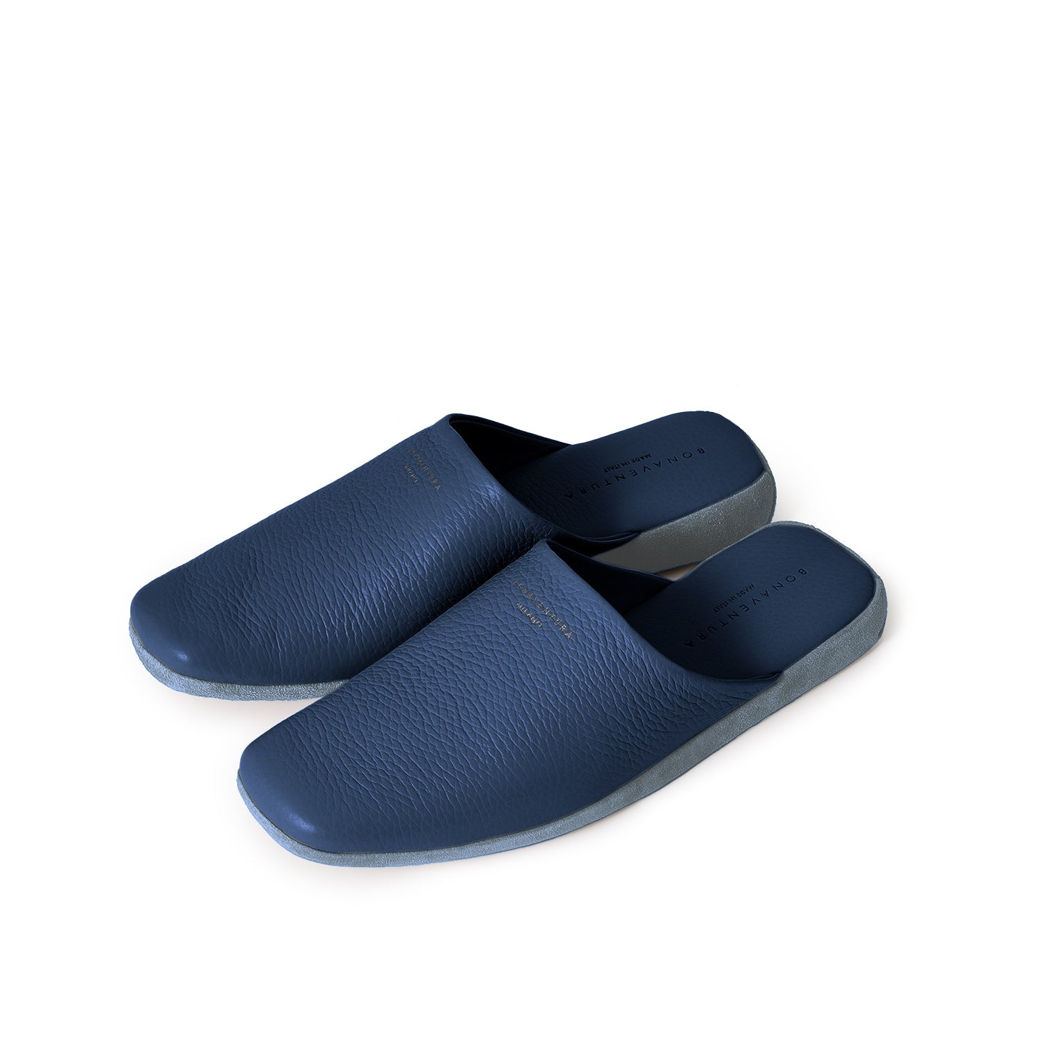 Leather Room Shoes with Silver Logo