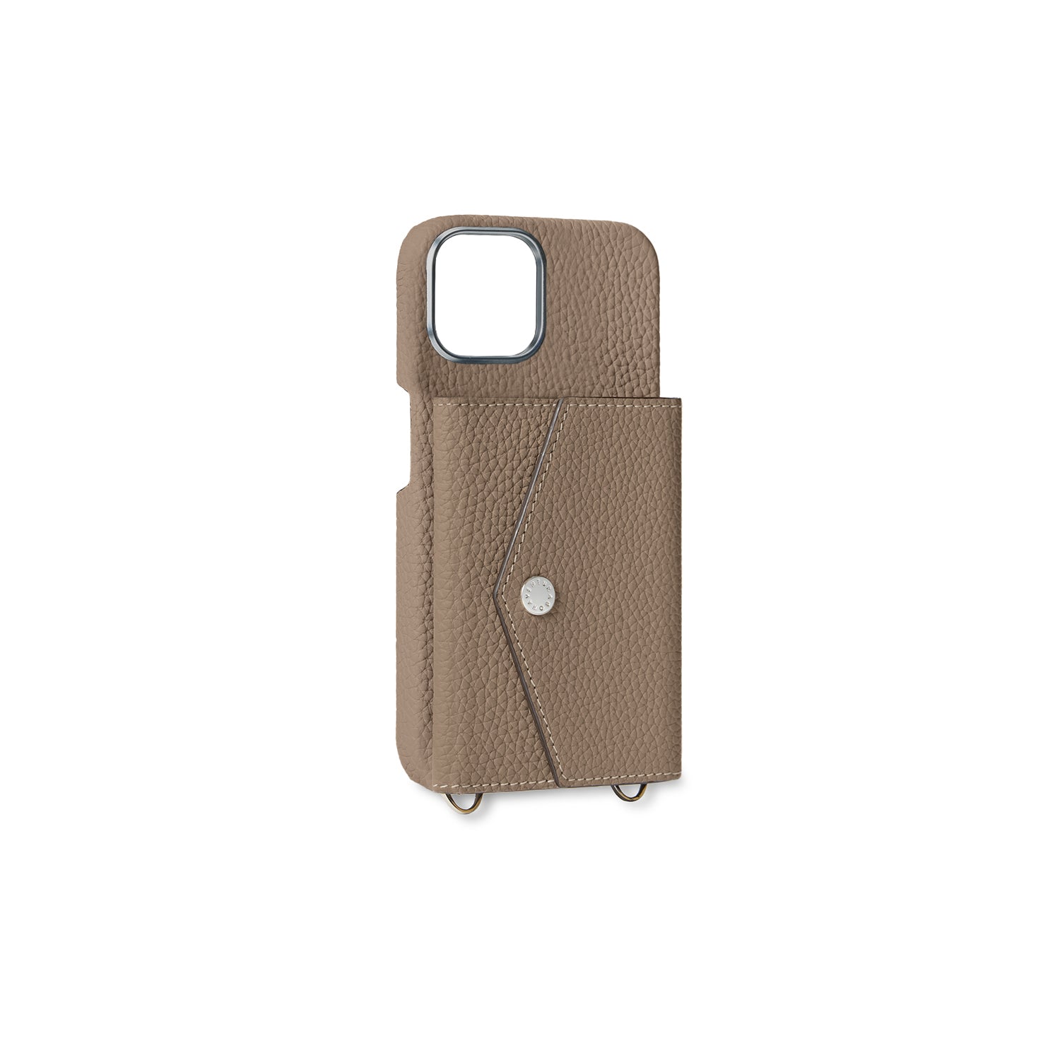 (iPhone 15) Snap button back cover case in shrink leather