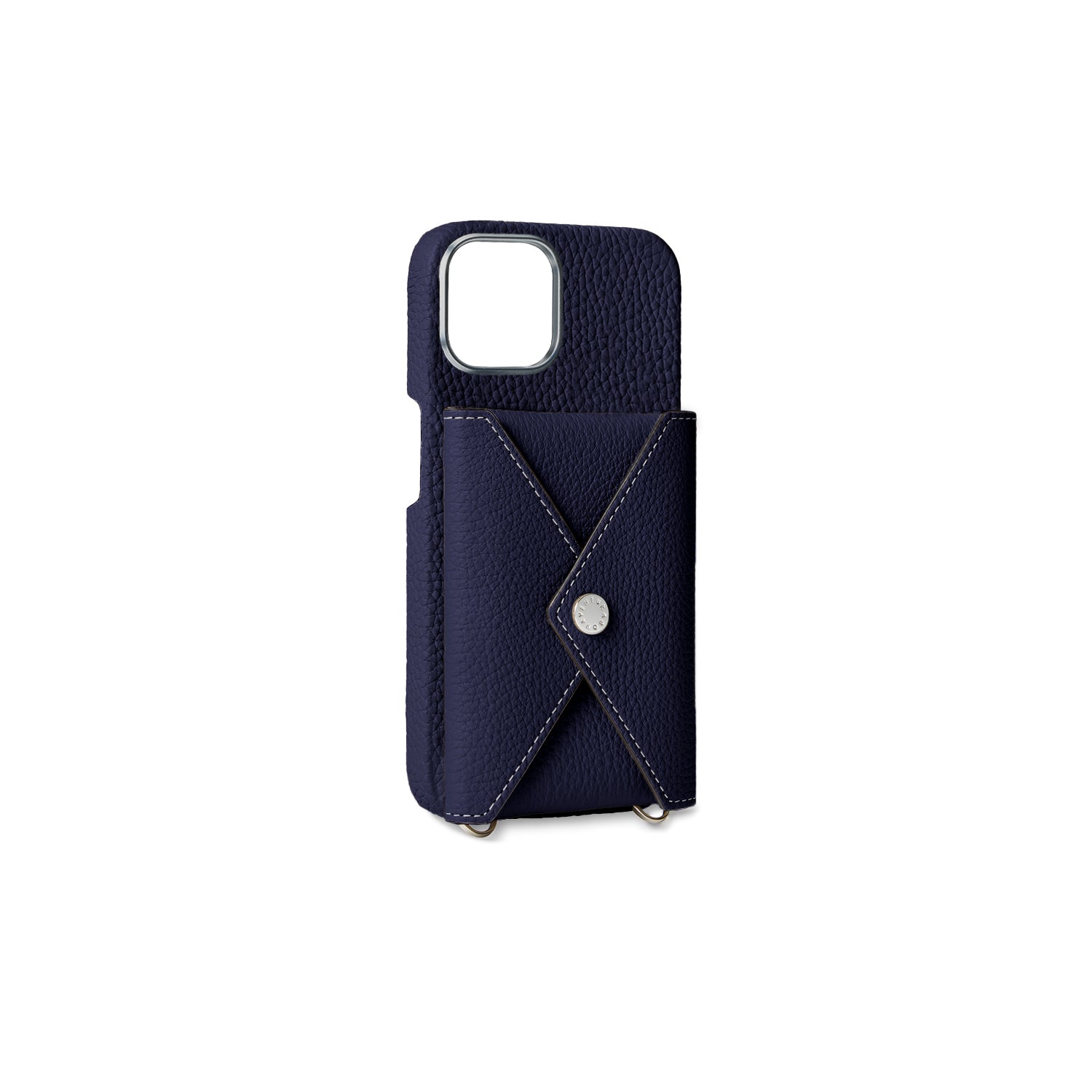 (iPhone 15) Snap button back cover case in shrink leather