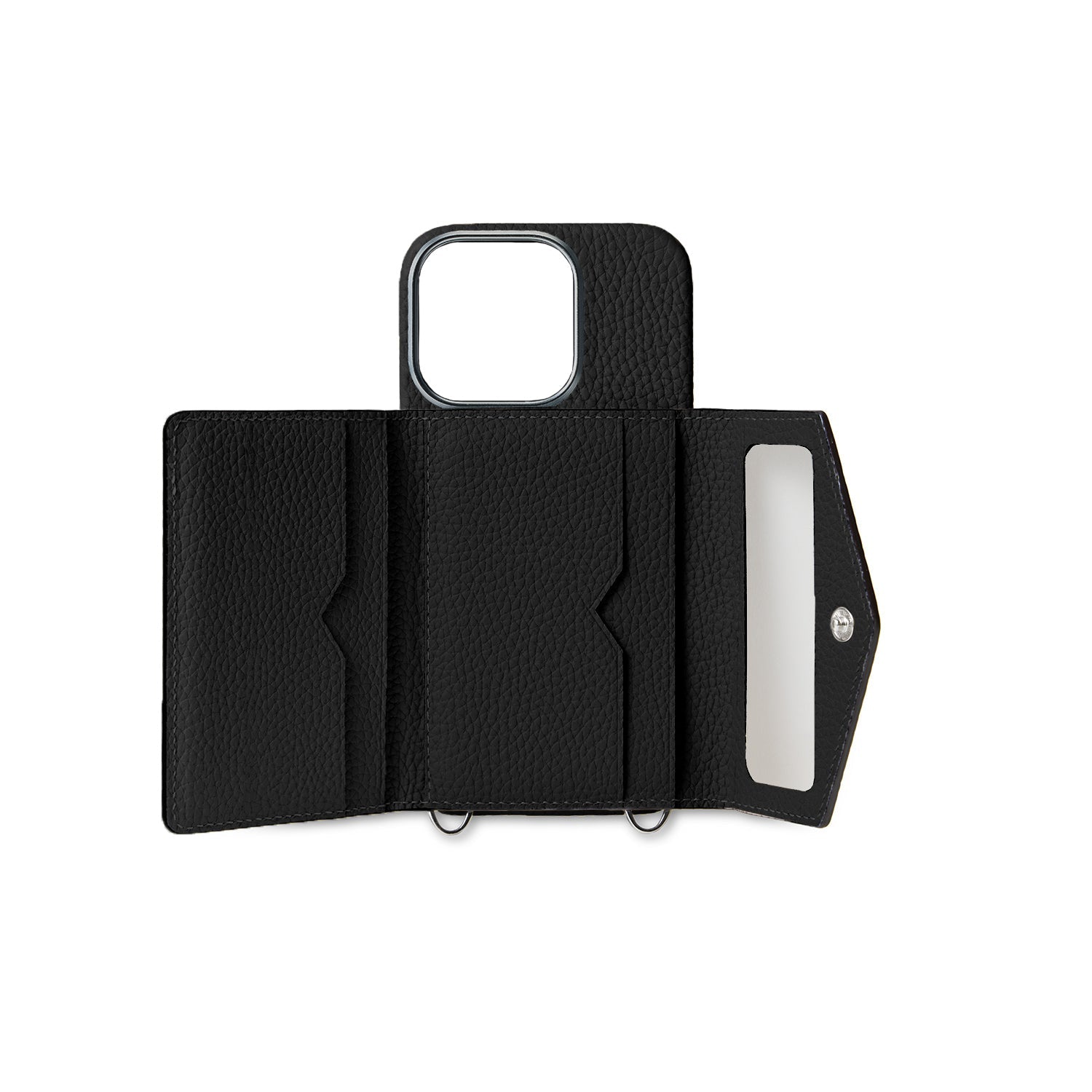 iPhone 15 Pro) スナップボタン付き バックカバーケース シュリンクレザー