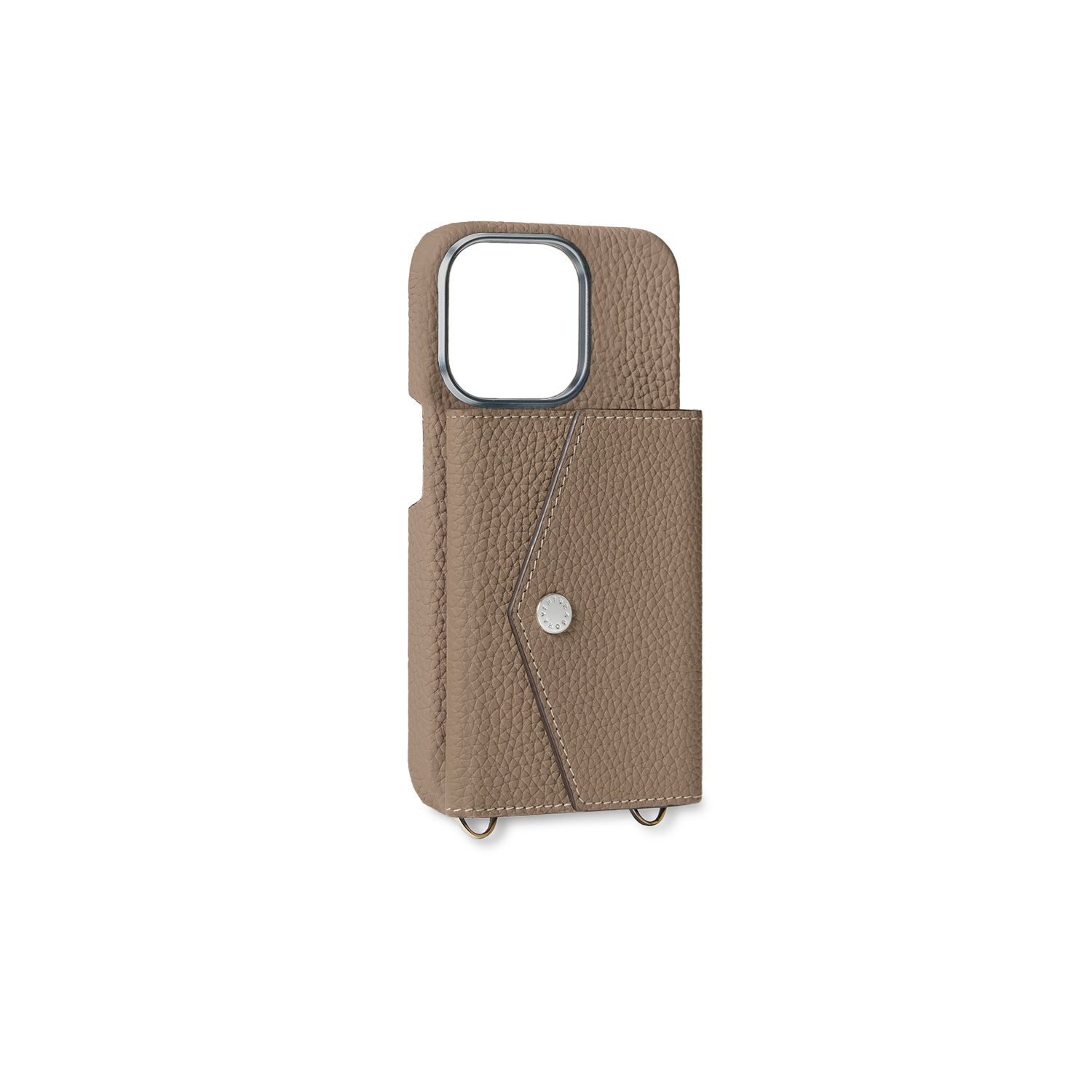 (iPhone 15 Pro) Snap button back cover case in shrink leather
