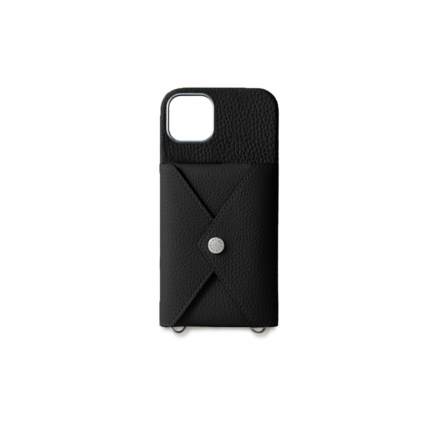 (iPhone 15 Plus) Snap button back cover case in shrink leather