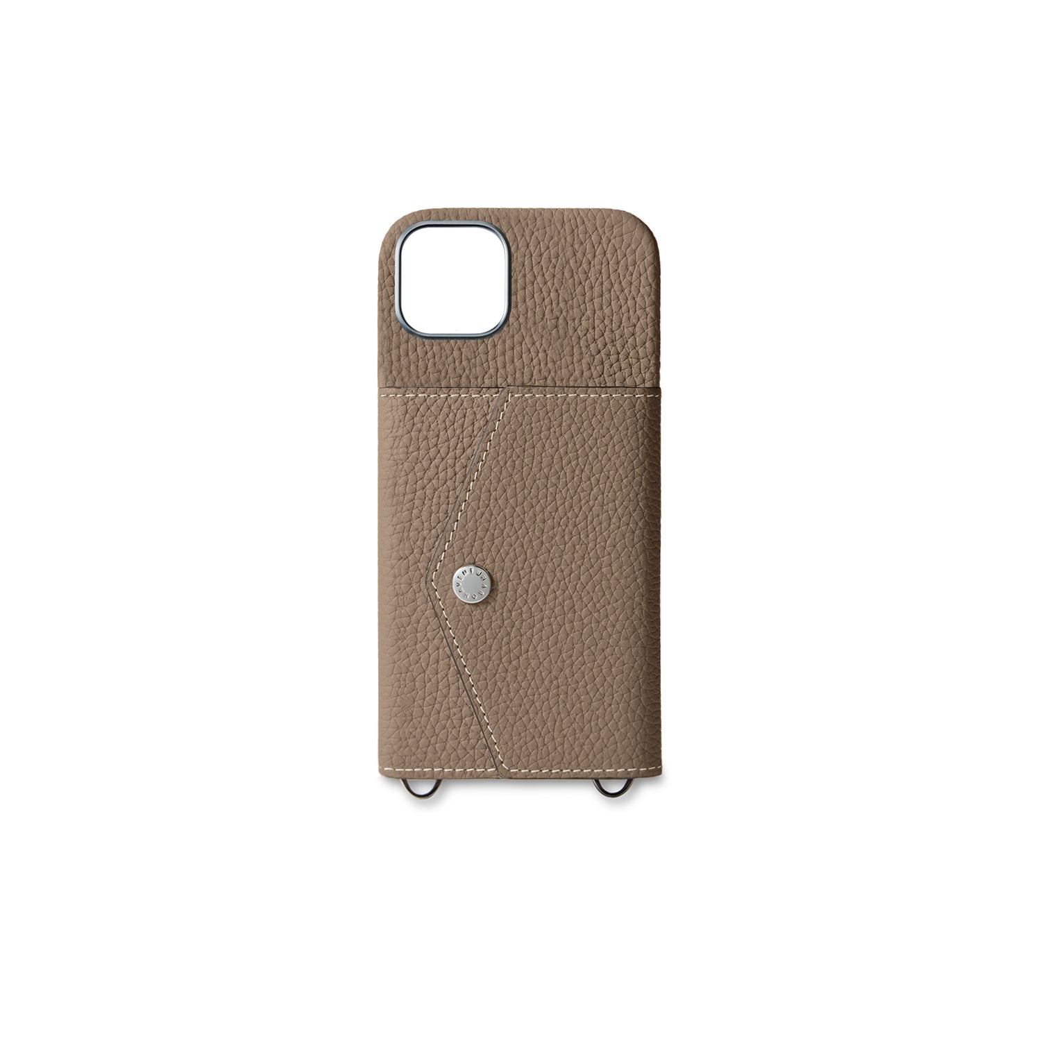 BONAVENTURA (iPhone 15 Plus) スナップボタン付き 背面 シュリンクレザー エトープミラノ発ブランド