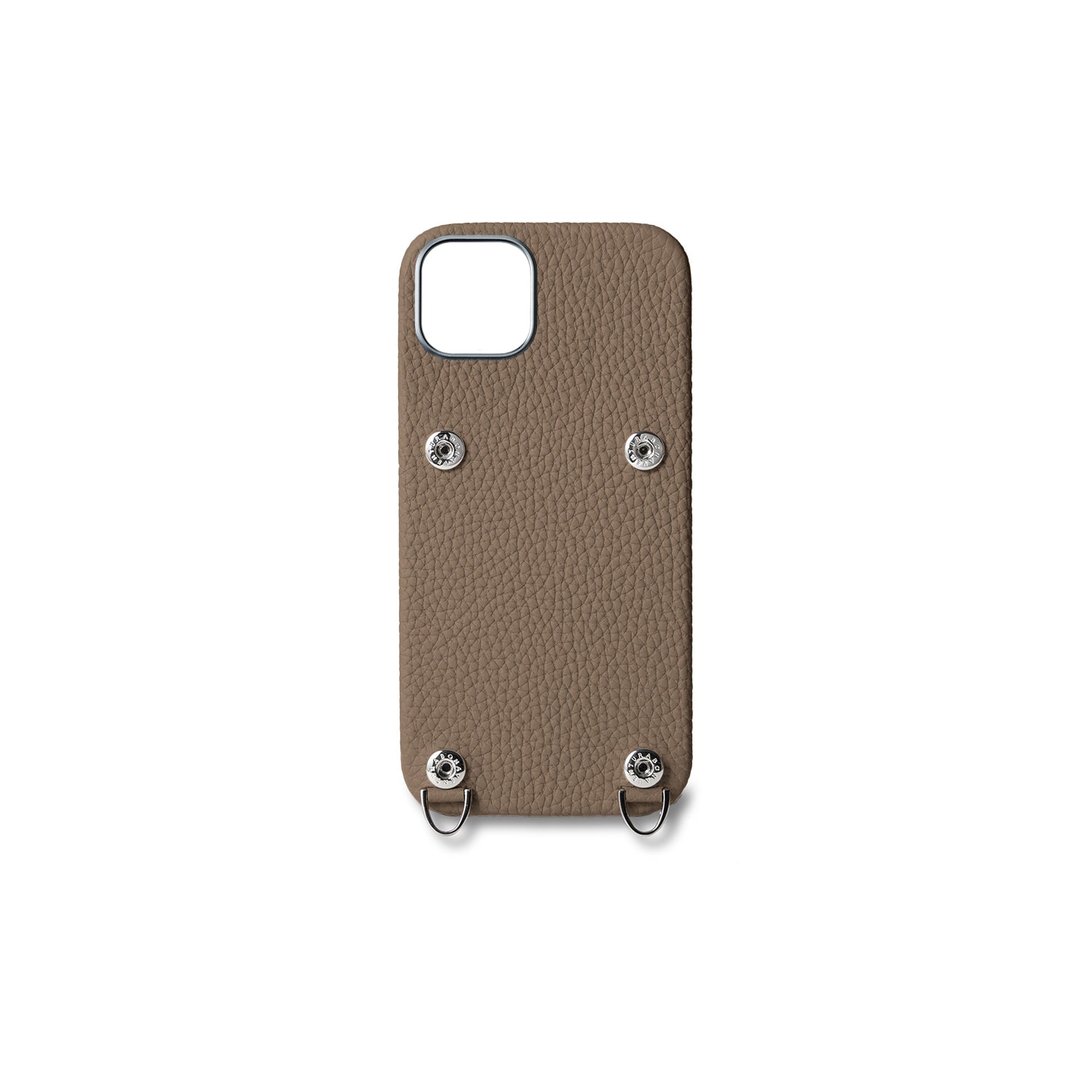 BONAVENTURA (iPhone 15 Plus) スナップボタン付き 背面 シュリンクレザー エトープミラノ発ブランド