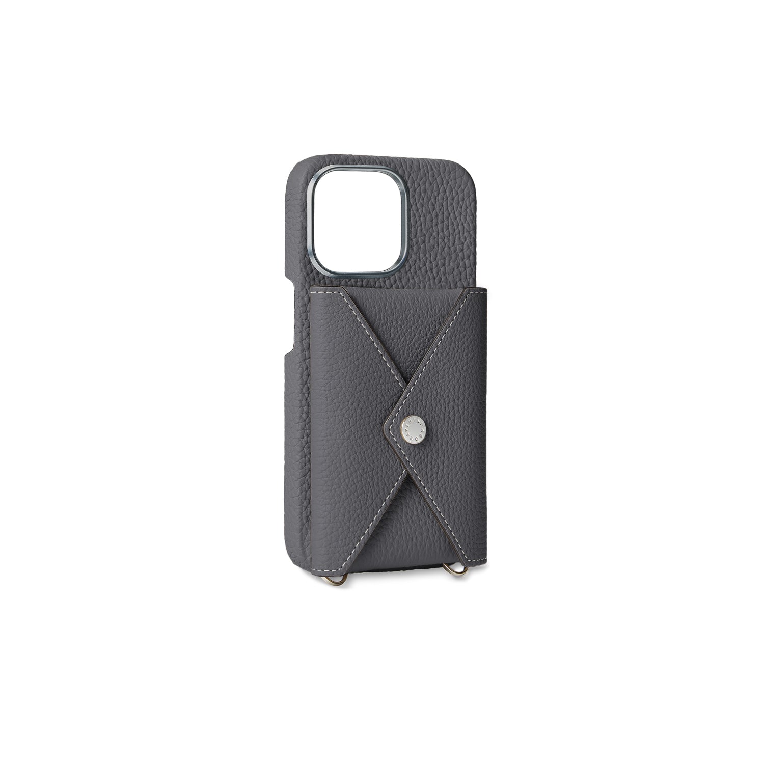 (iPhone 15 Pro Max) スナップボタン付き バックカバーケース シュリンクレザー