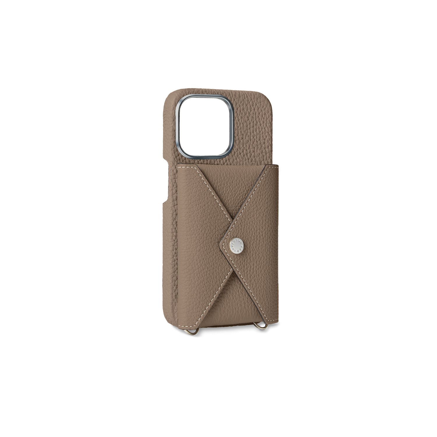 (iPhone 15 Pro Max) Snap button back cover case in shrink leather