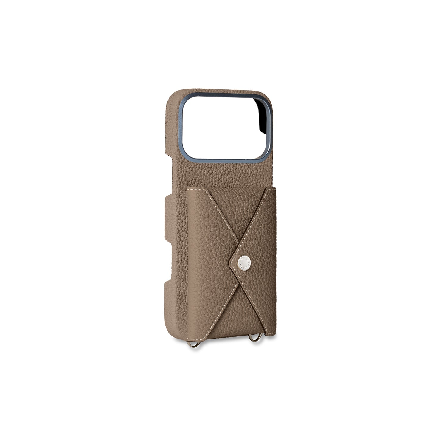 iPhone 18 Pro Max) Back Cover Case with Snap Button Shrink Leather