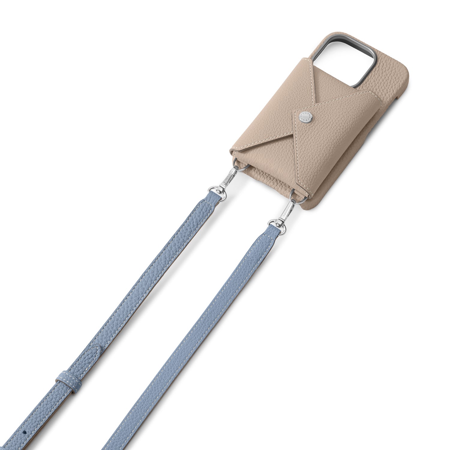 Adjustable shoulder strap in shrunk leather (silver)