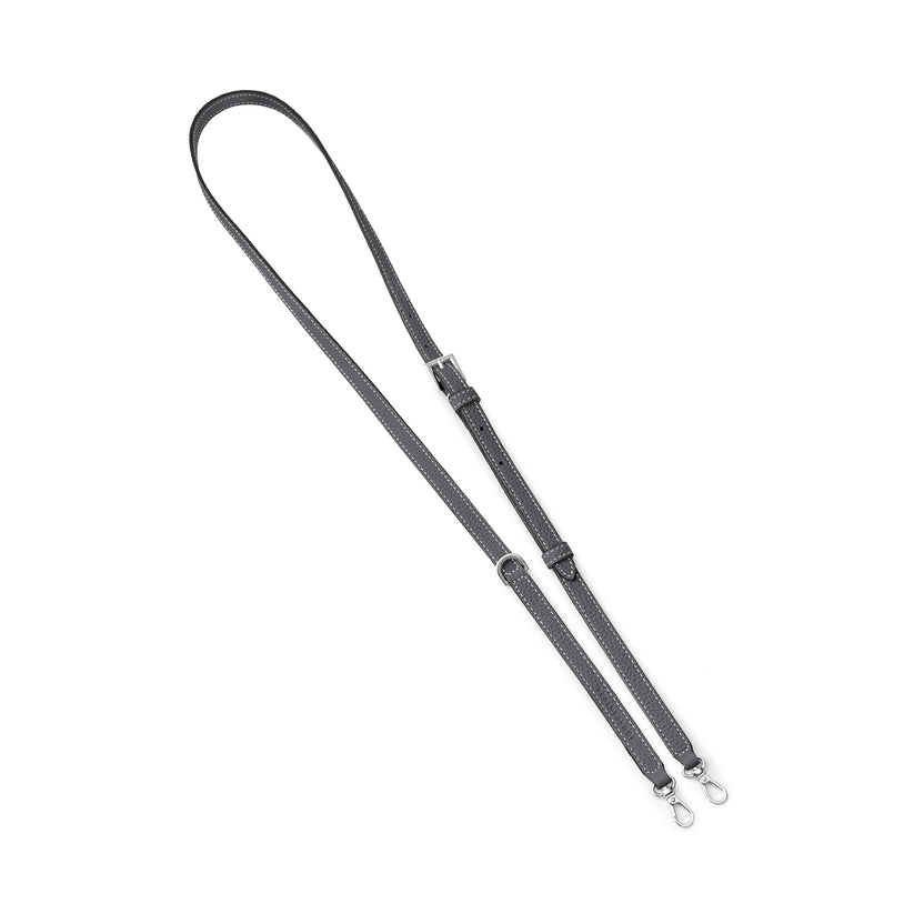 Dリング付き アジャスタブル ショルダー ストラップ シュリンクレザー (シルバー)