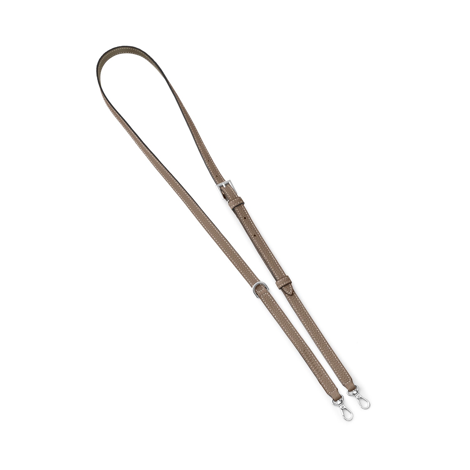 Dリング付き アジャスタブル ショルダー ストラップ シュリンクレザー シルバー