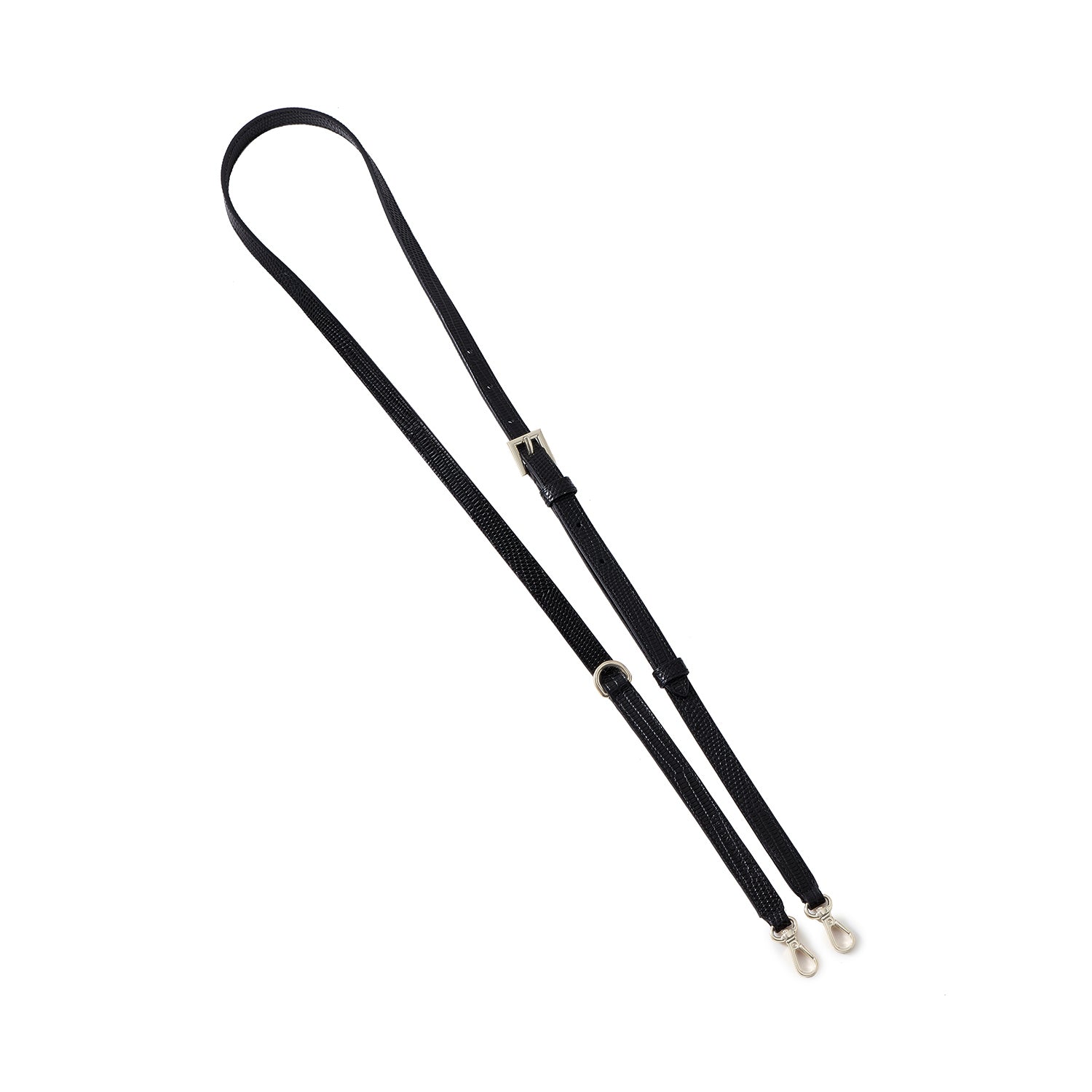 Dリング付き アジャスタブル ショルダー ストラップ リザードエンボス