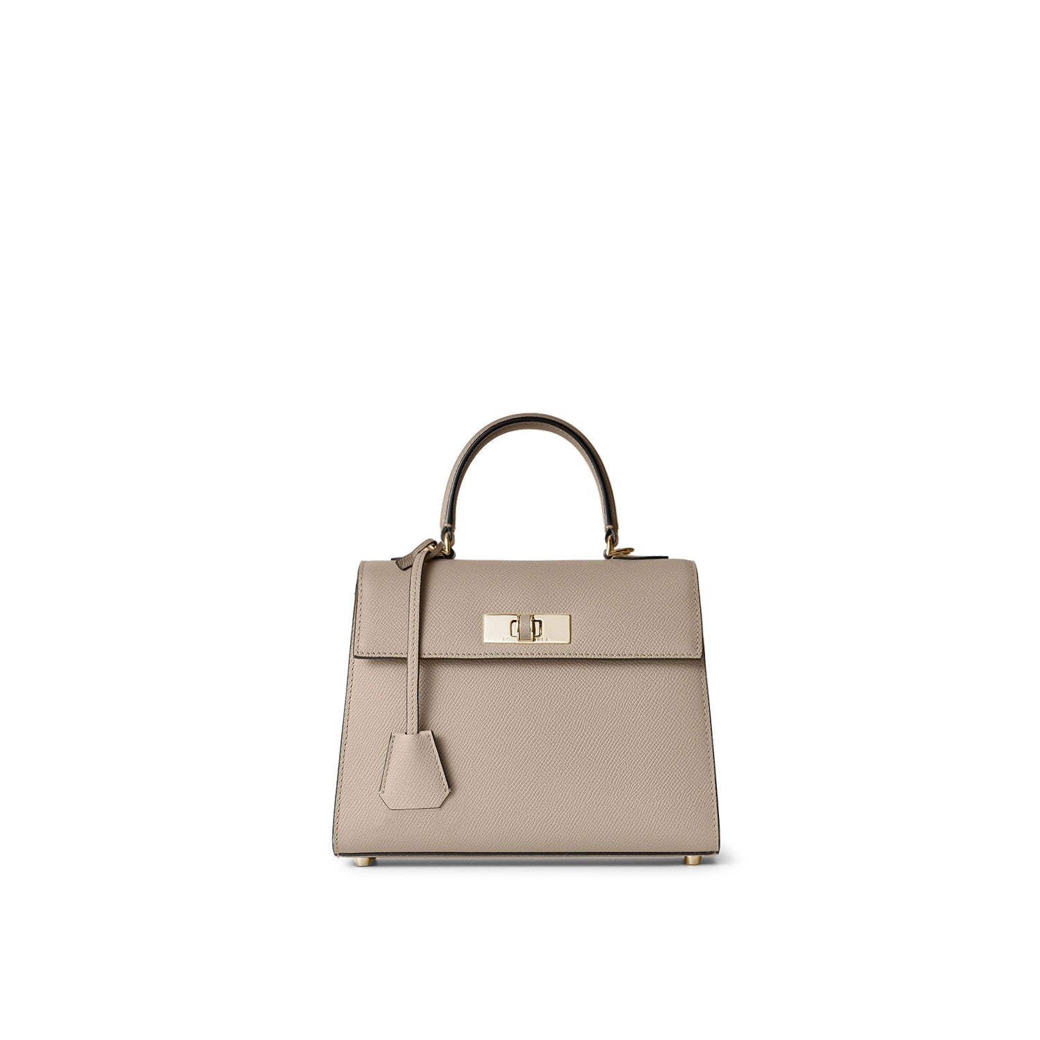 ヴィットーリア トップハンドルバッグ ミニ ノービレレザー グレージュ × ベイビーピンク