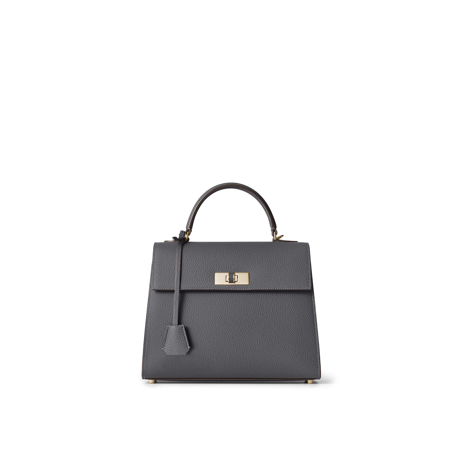 ヴィットーリア トップハンドルバッグ スモール シュリンクレザー チャコールグレー