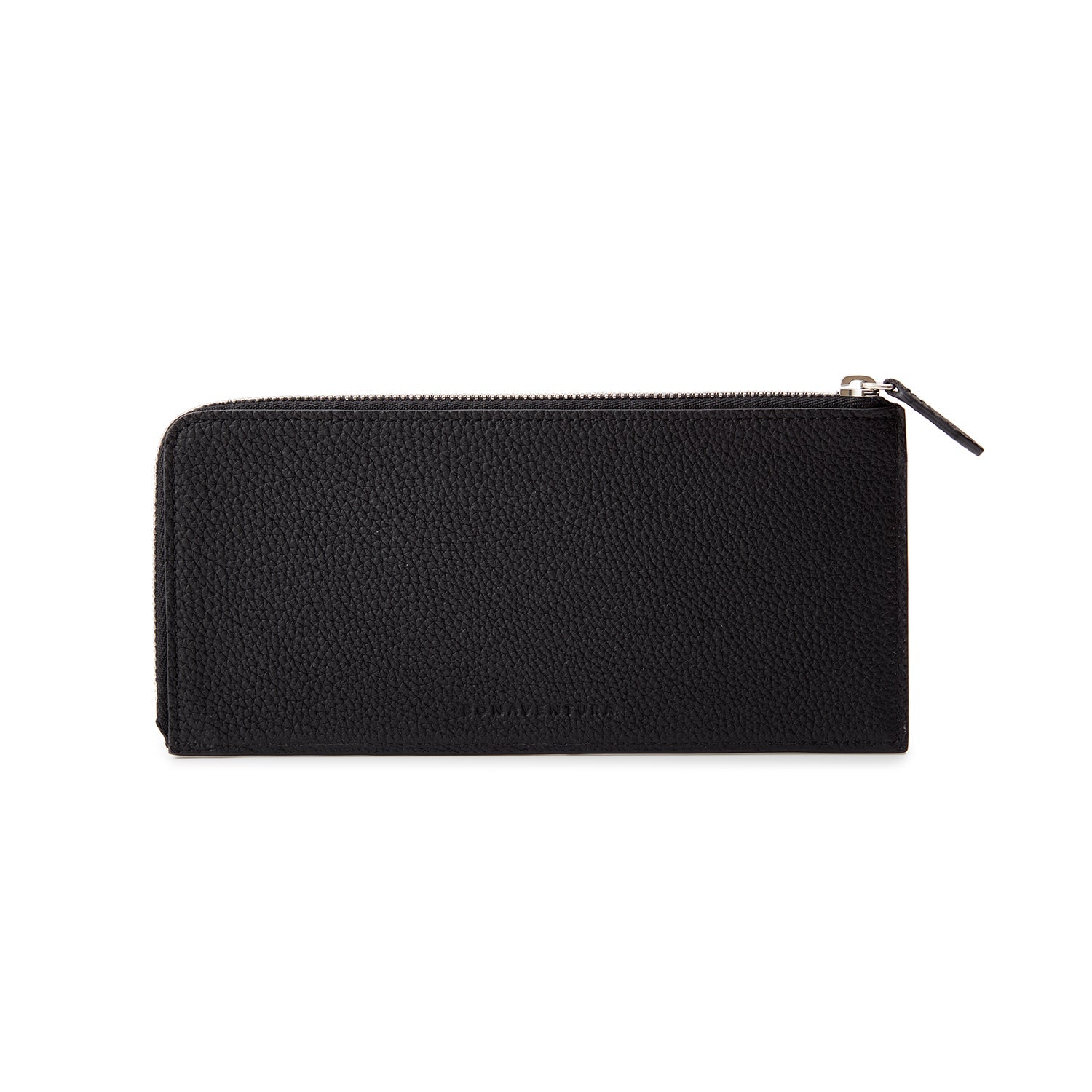 美品 ボナベンチュラ ロングジップウォレット シュリンクレザー 黒 ロング L字ジップ ウォレット シュリンクレザー
