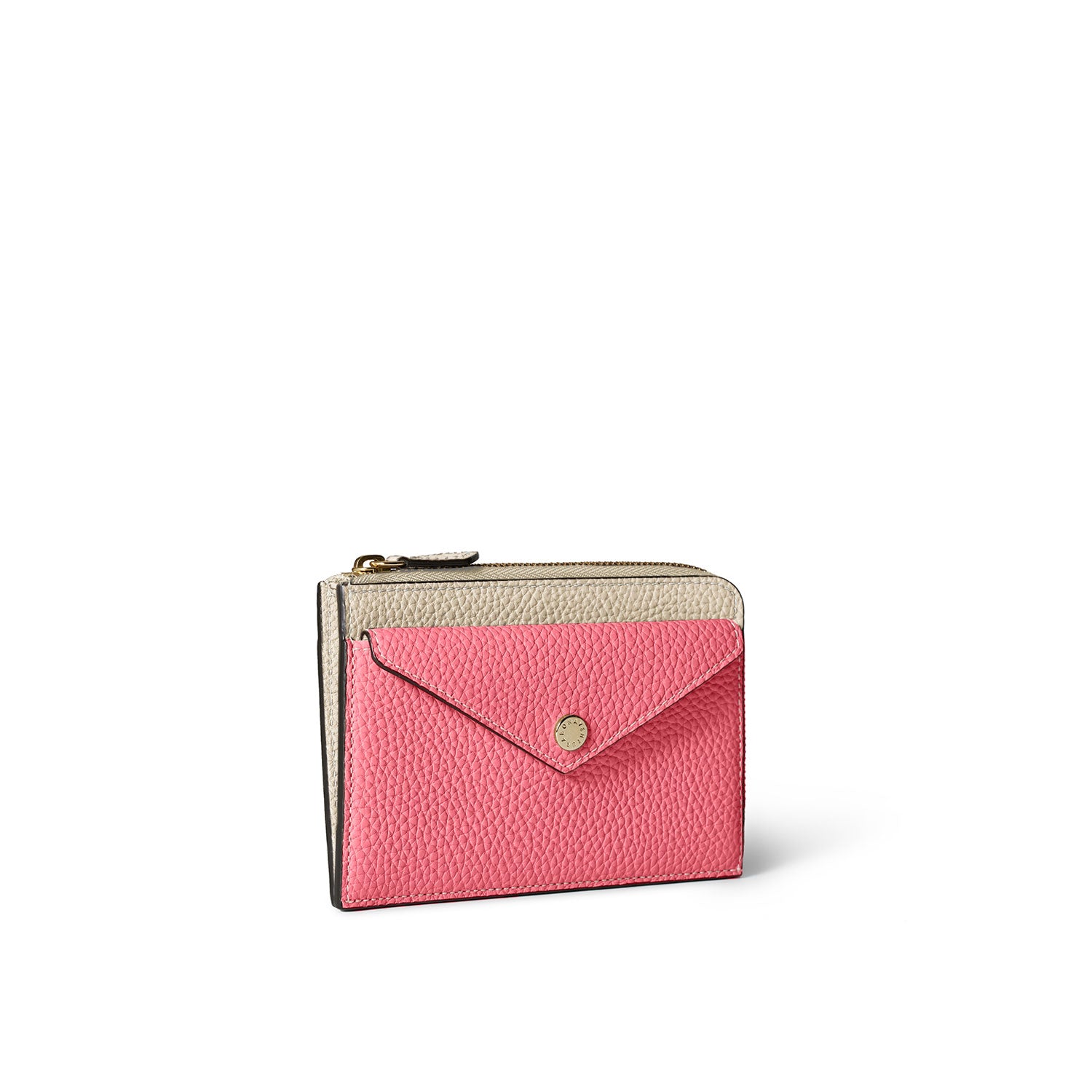 【鏡リュウジ監修 BONAVENTURA × 25ans】エンベロープ ミニジップ ウォレット シュリンクレザー アイボリー × アザレ