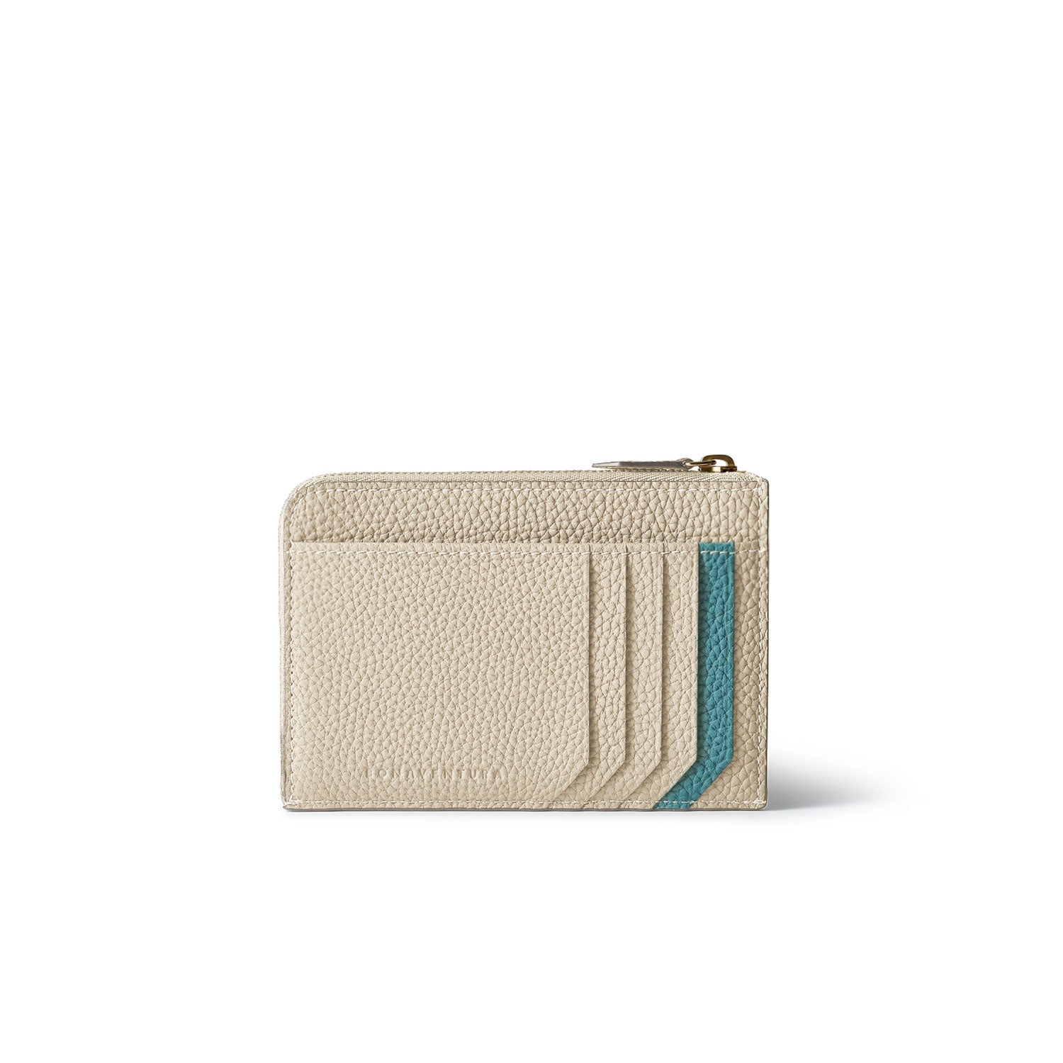 【鏡リュウジ監修 BONAVENTURA × 25ans】エンベロープ ミニジップ ウォレット シュリンクレザー アイボリー × ブルーシアン