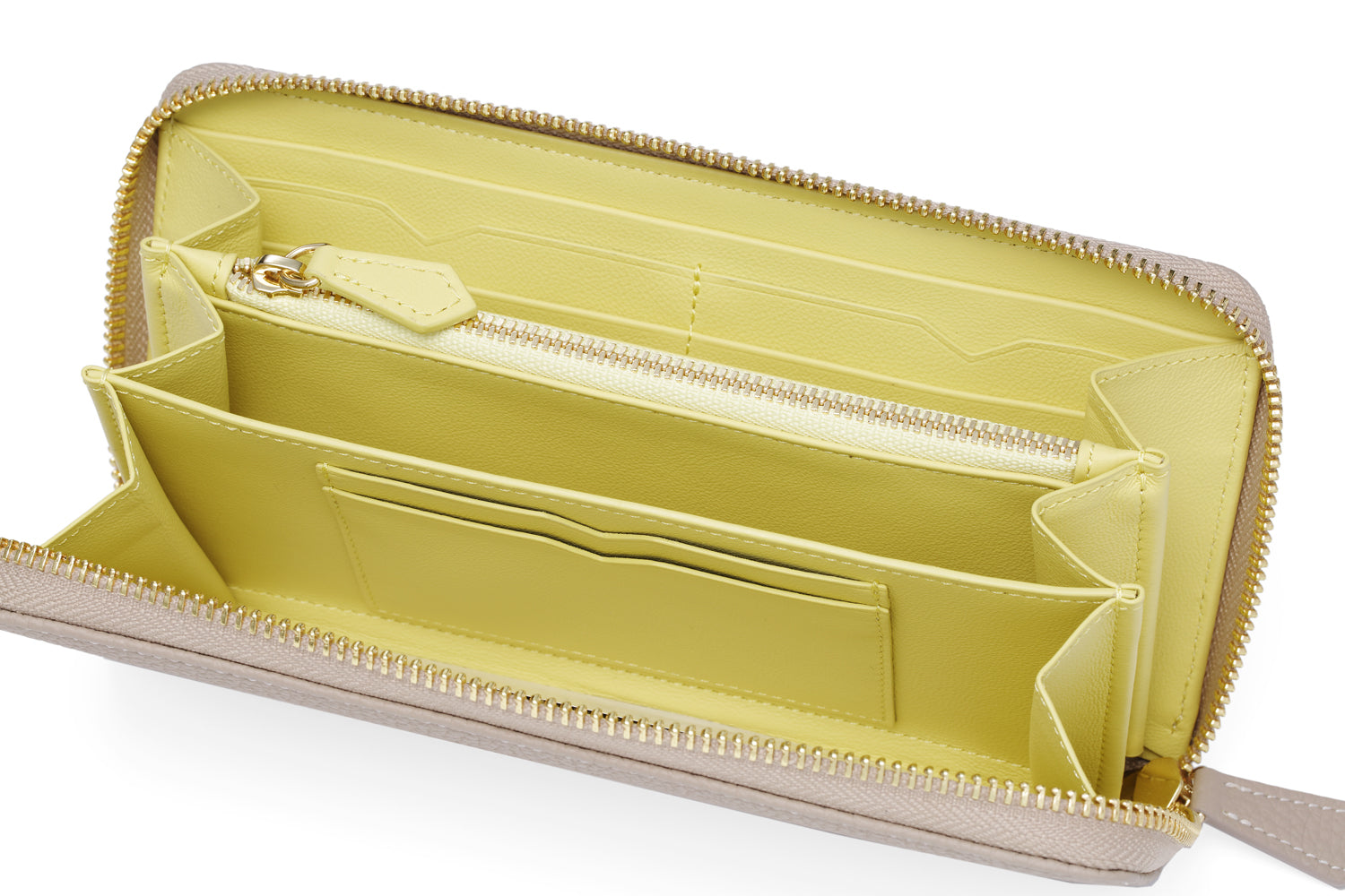 롱 Zip 지갑 수축 가죽