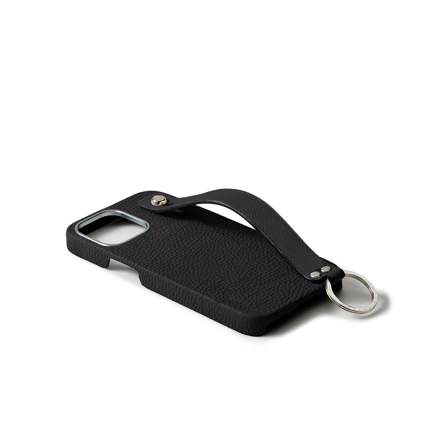 iPhone 15) ハンドル付き バックカバーケース シュリンクレザー