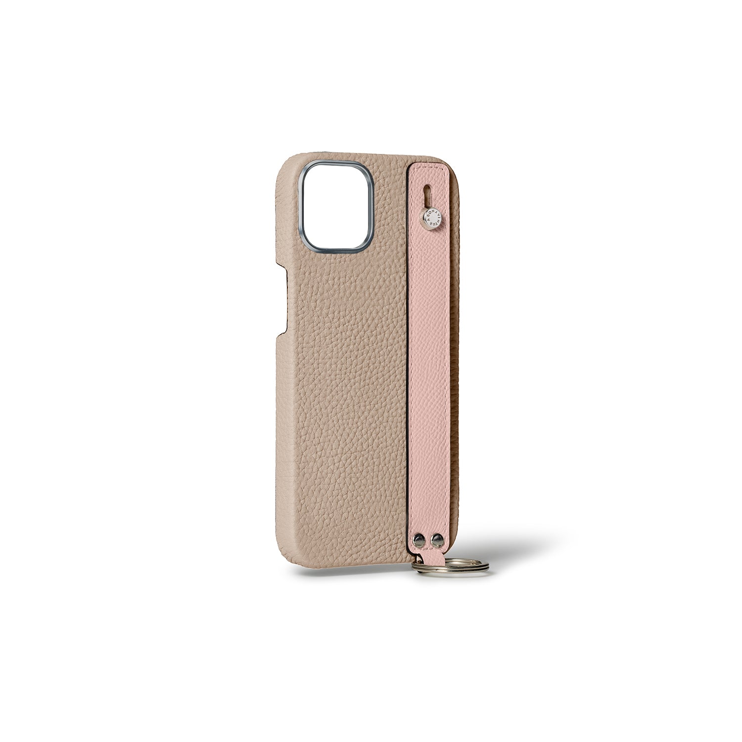 iPhone 15) ハンドル付き バックカバーケース シュリンクレザー
