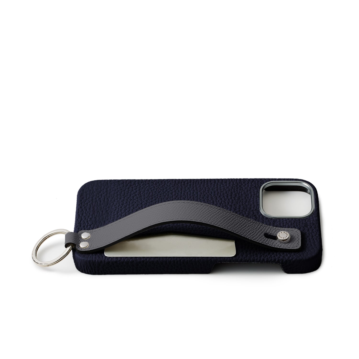 iPhone 15) ハンドル付き バックカバーケース シュリンクレザー