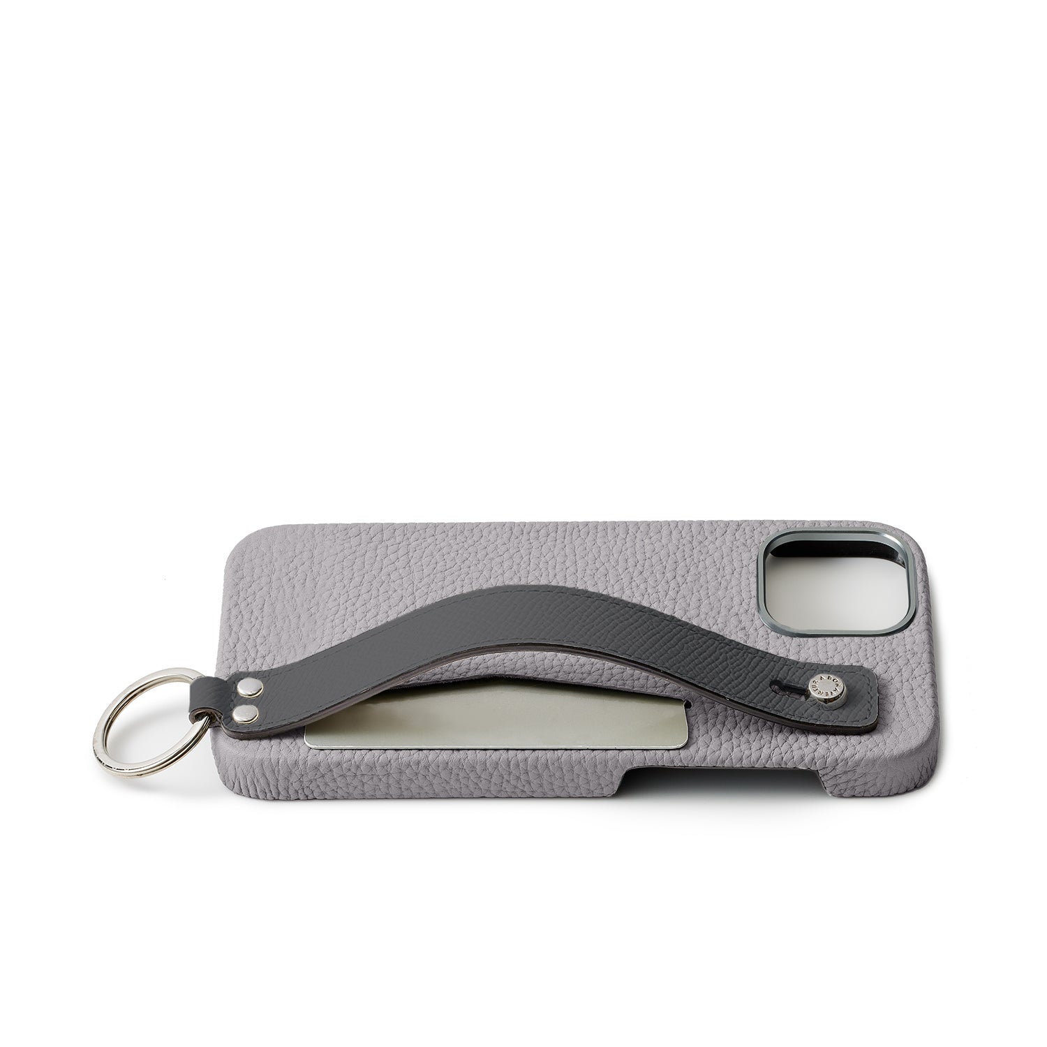 iPhone 15) ハンドル付き バックカバーケース シュリンクレザー