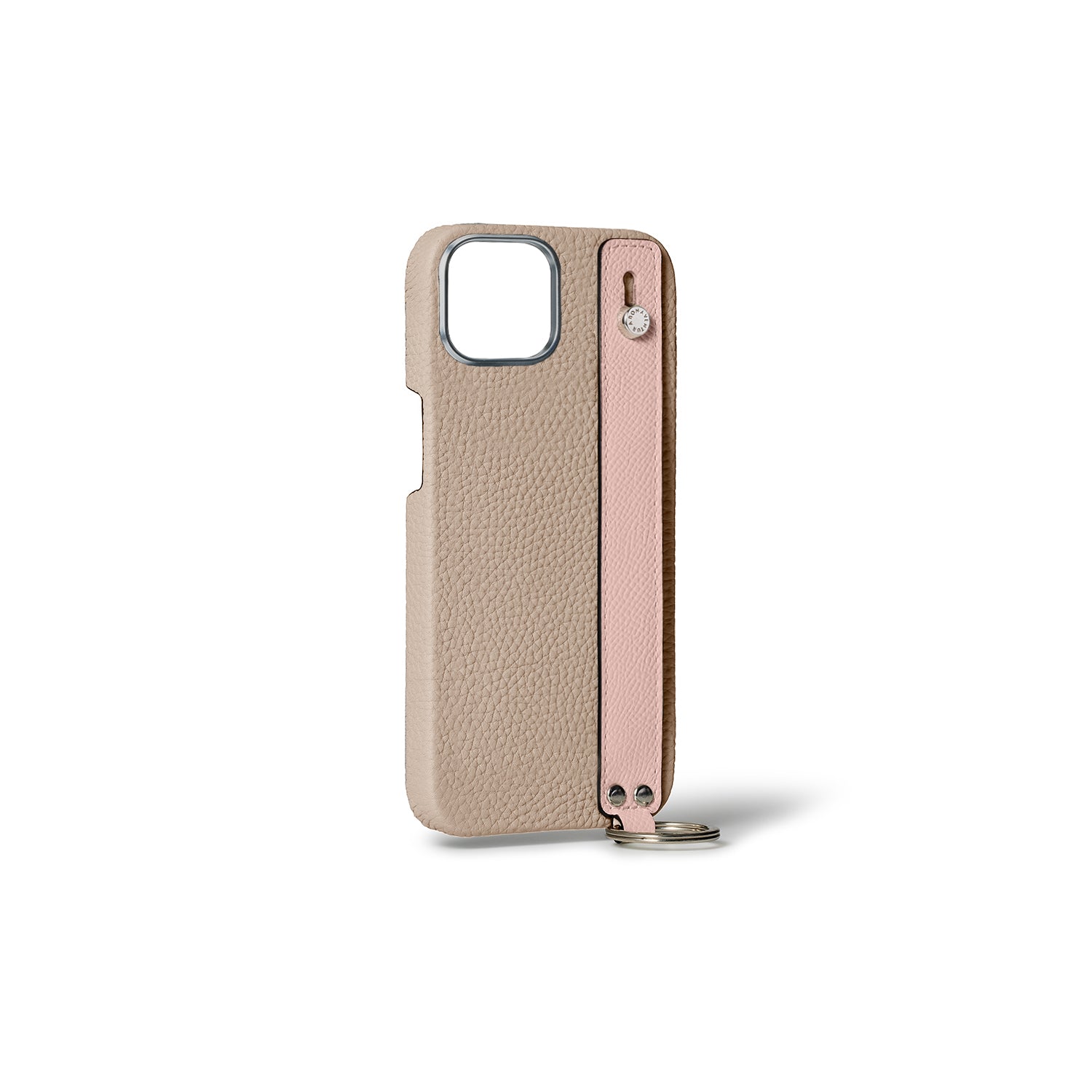 iPhone 15 Plus) ハンドル付き バックカバーケース シュリンクレザー