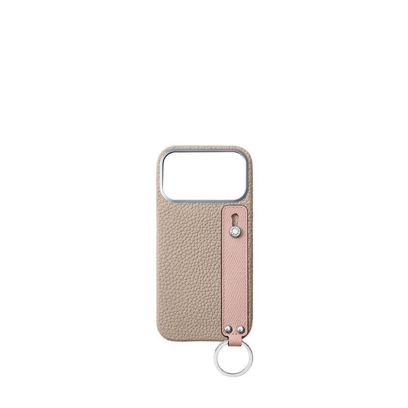 (iPhone 18 Pro Max) ハンドル付き バックカバーケース シュリンクレザー