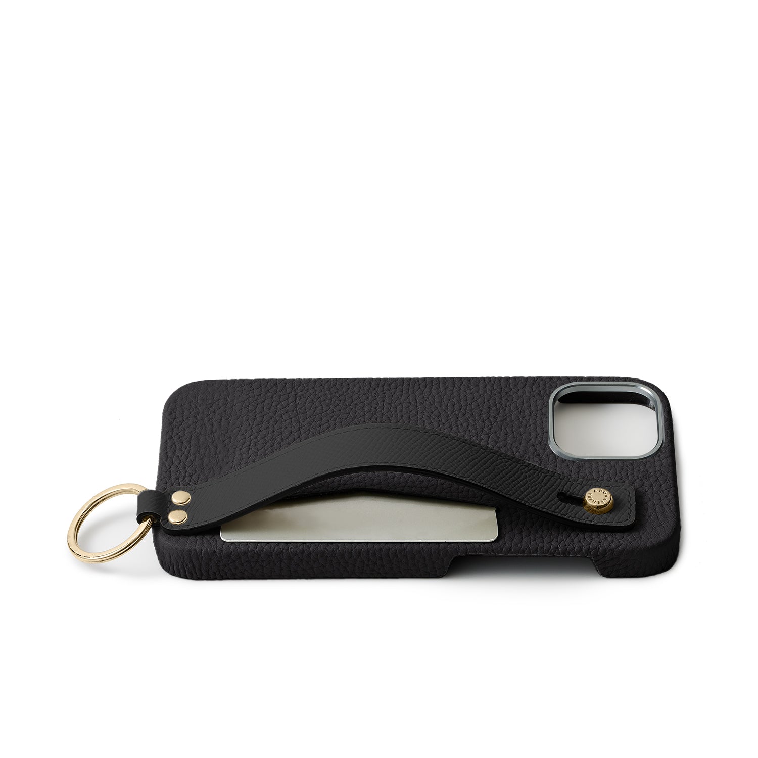 iPhone 15) ハンドル付き バックカバーケース シュリンクレザー