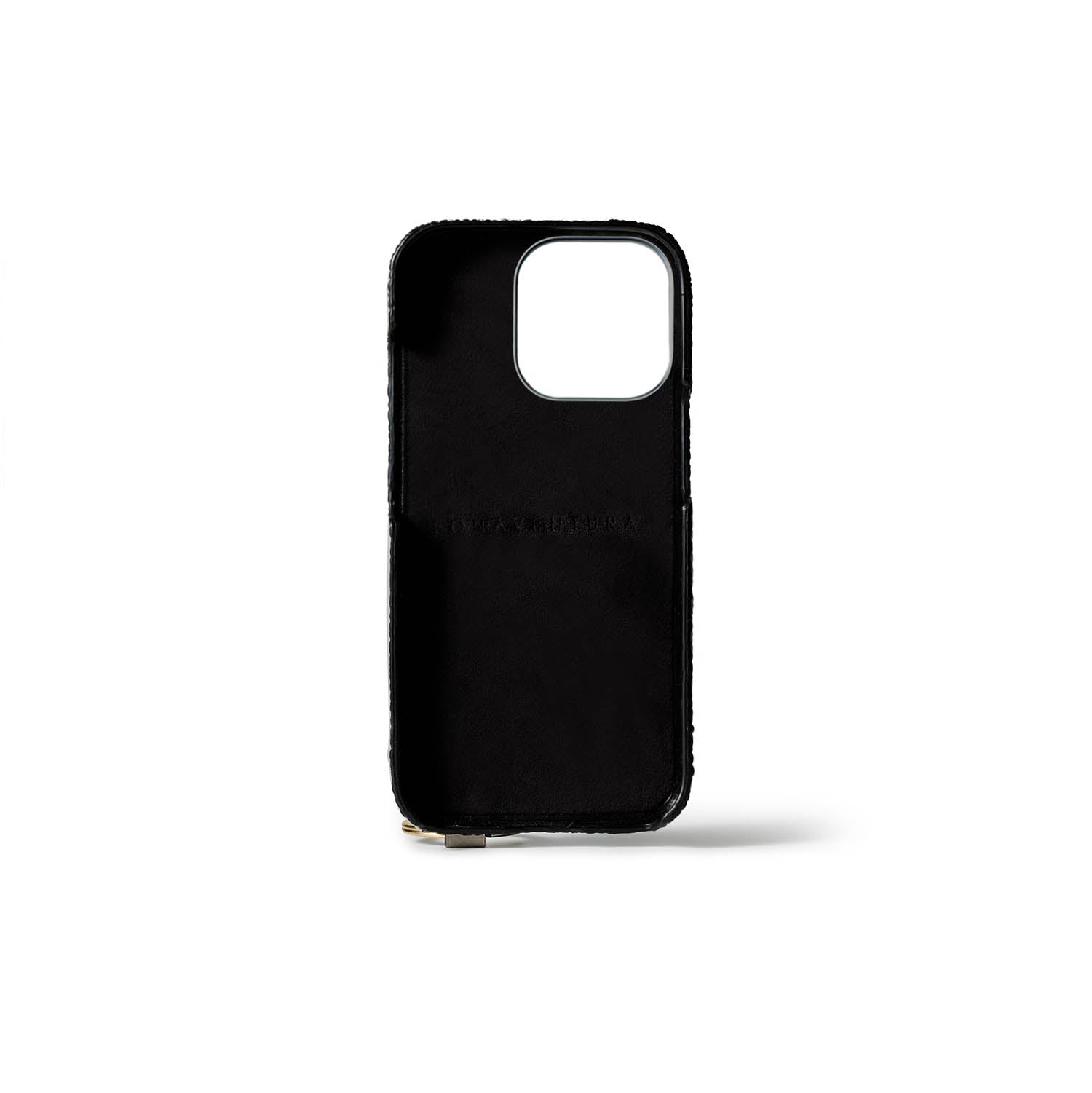 iPhone 15 Pro) ハンドル付き バックカバーケース シュリンクレザー
